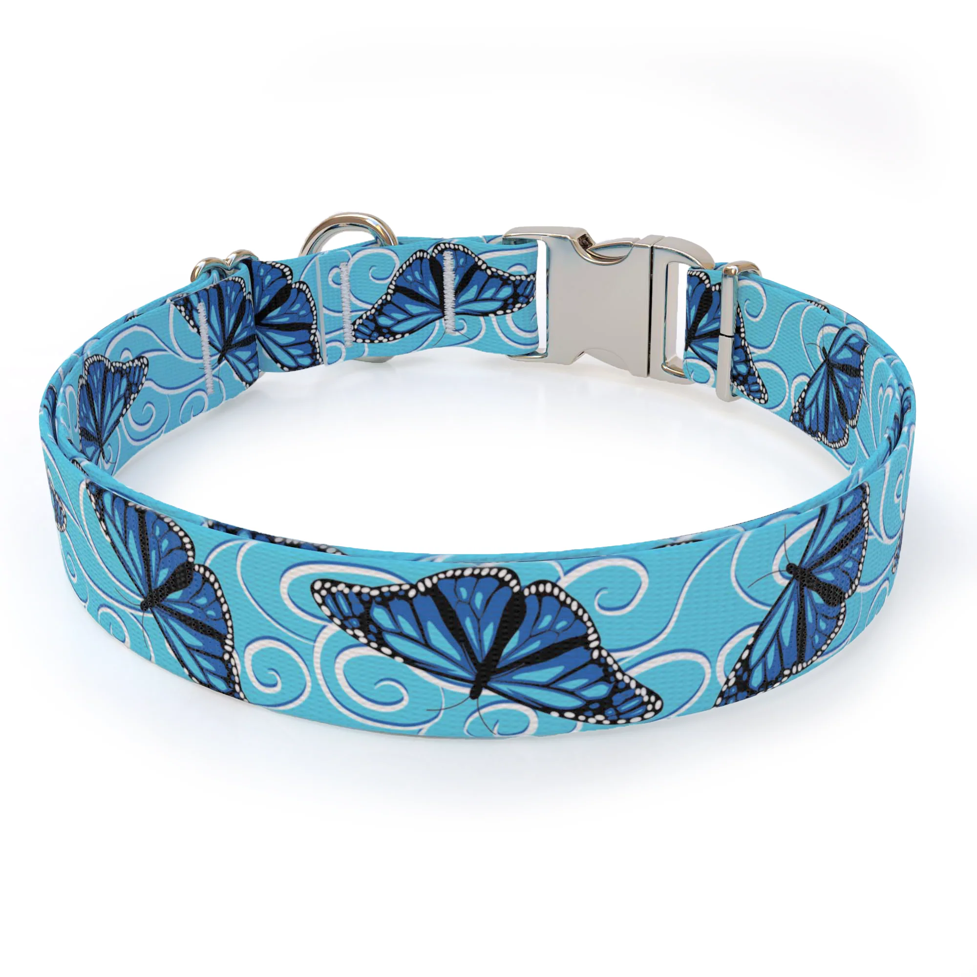 Blue Butterfly Swirl Dog Collar - Image 3