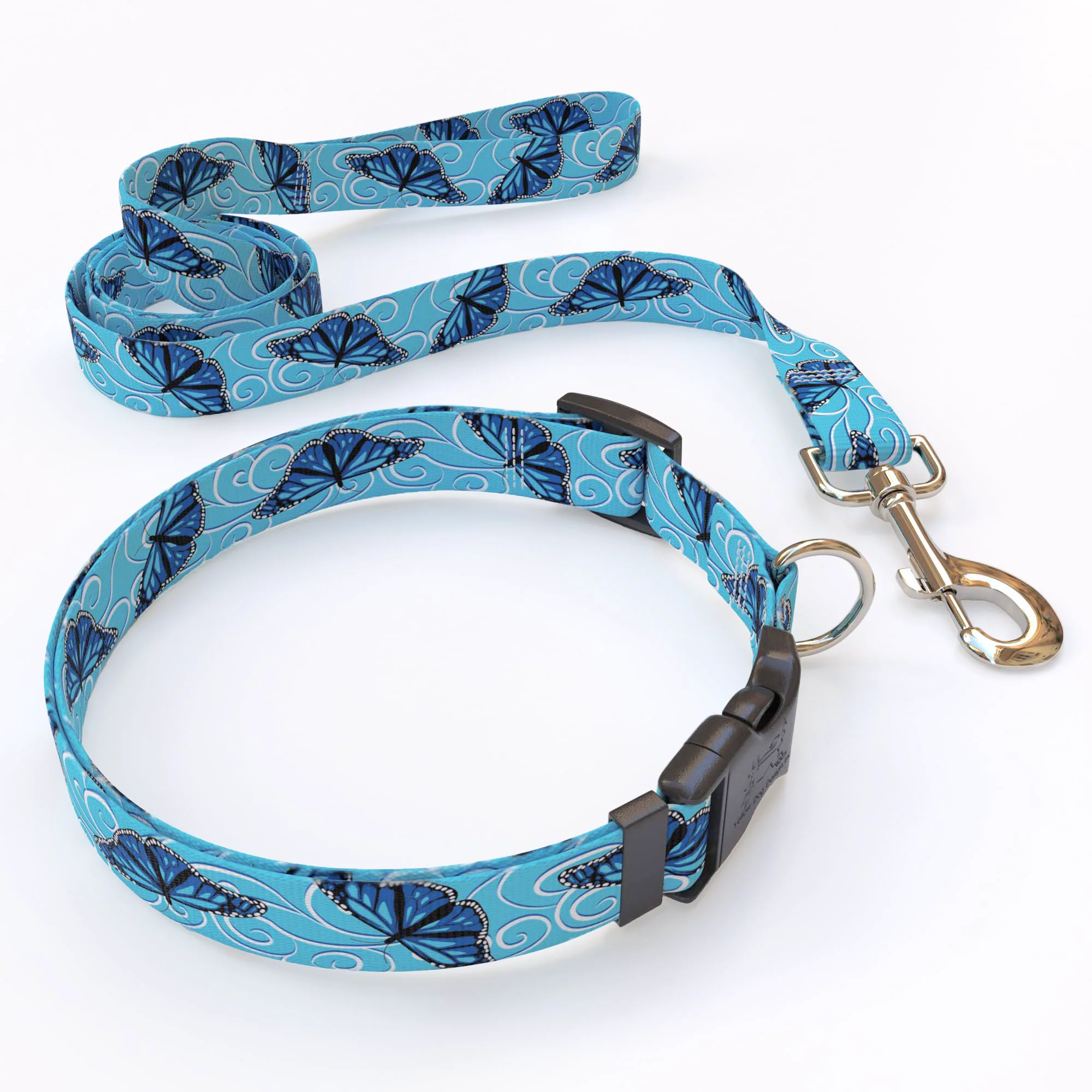 Blue Butterfly Swirl Dog Collar - Image 4