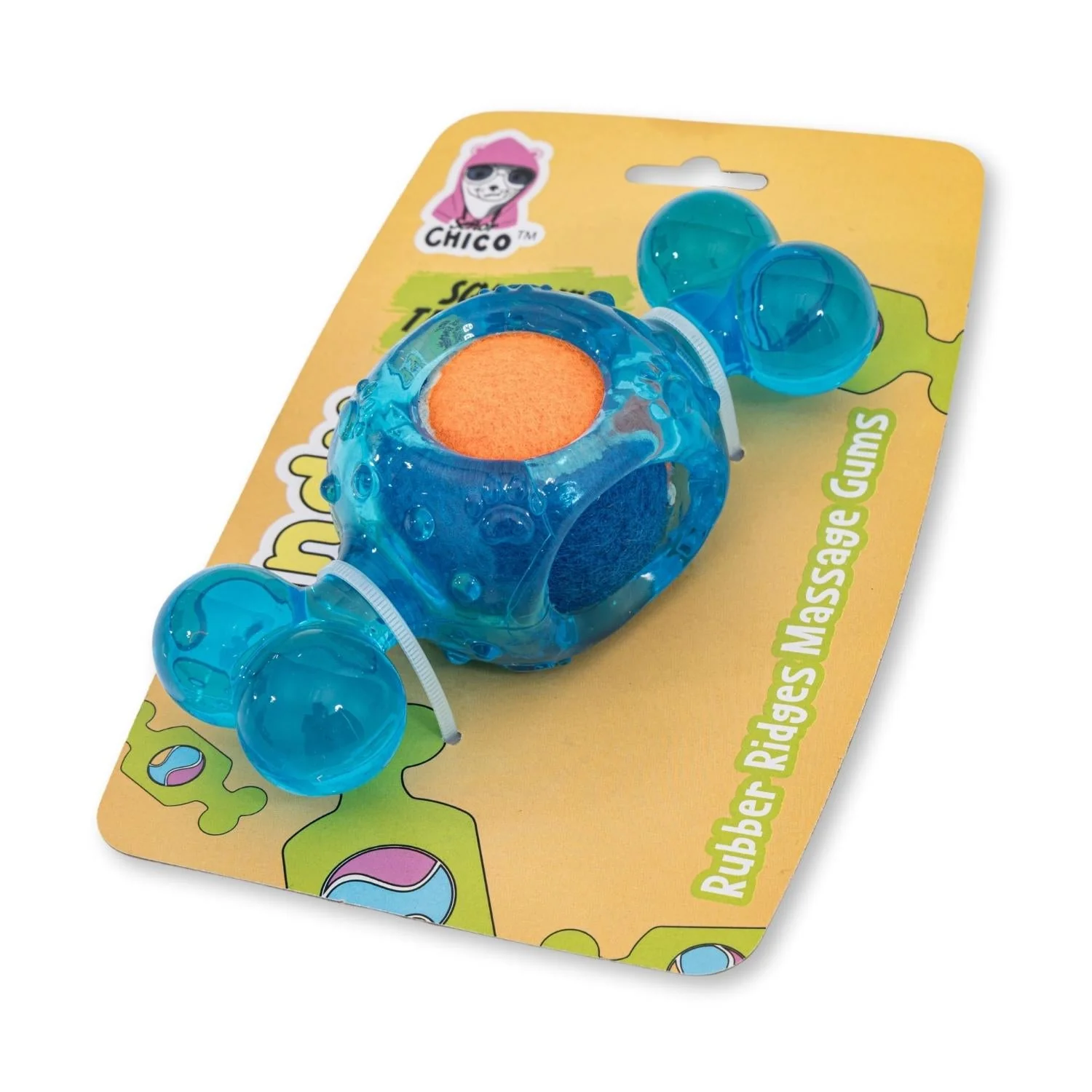 Blue Candy-Inspired Squeaky Tennis Ball Dog Chew Toy – TPR, Durable & Promotes Dental Health - Image 6