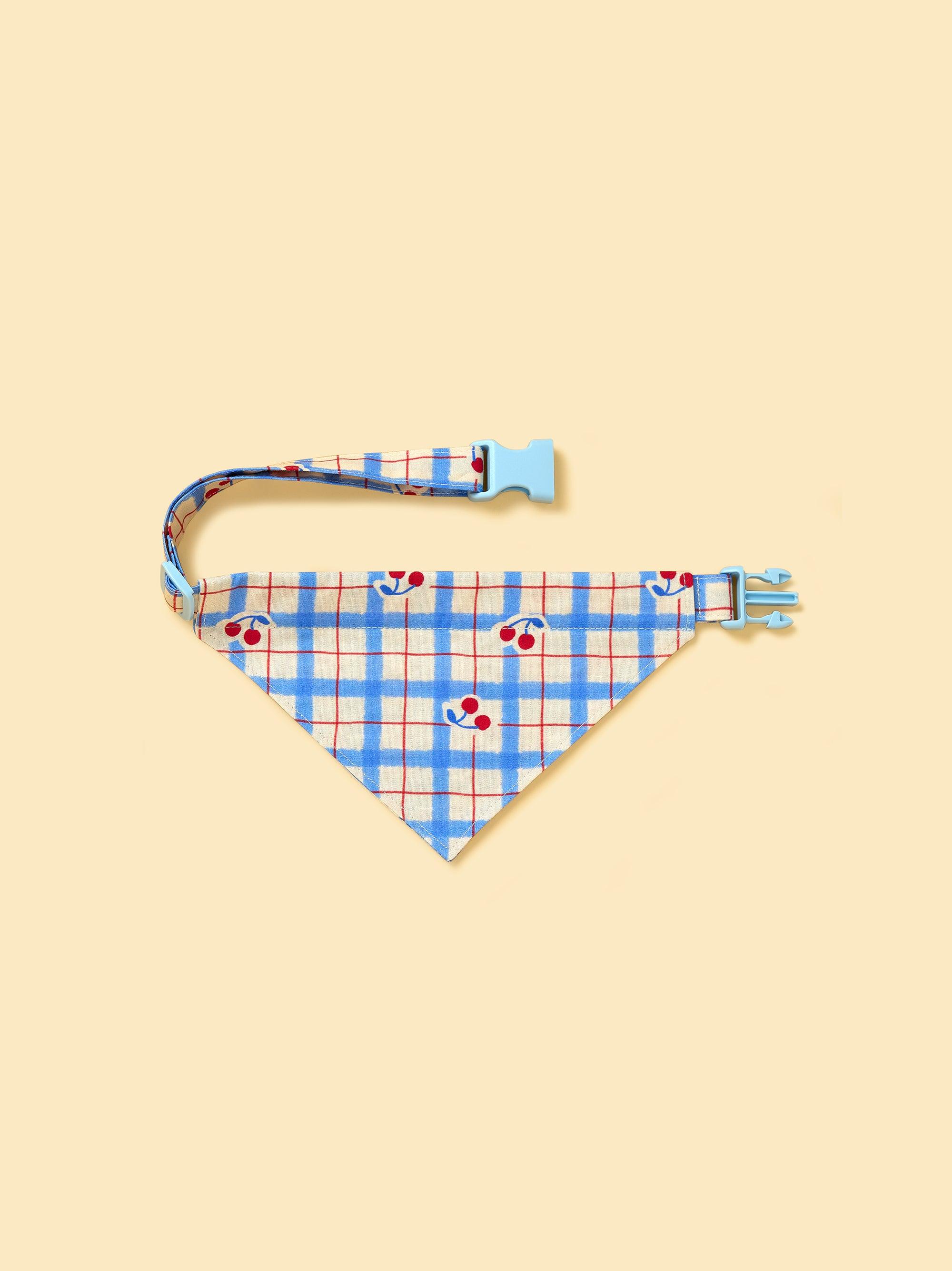 Blue Gingham Cherry Bandana - Image 3