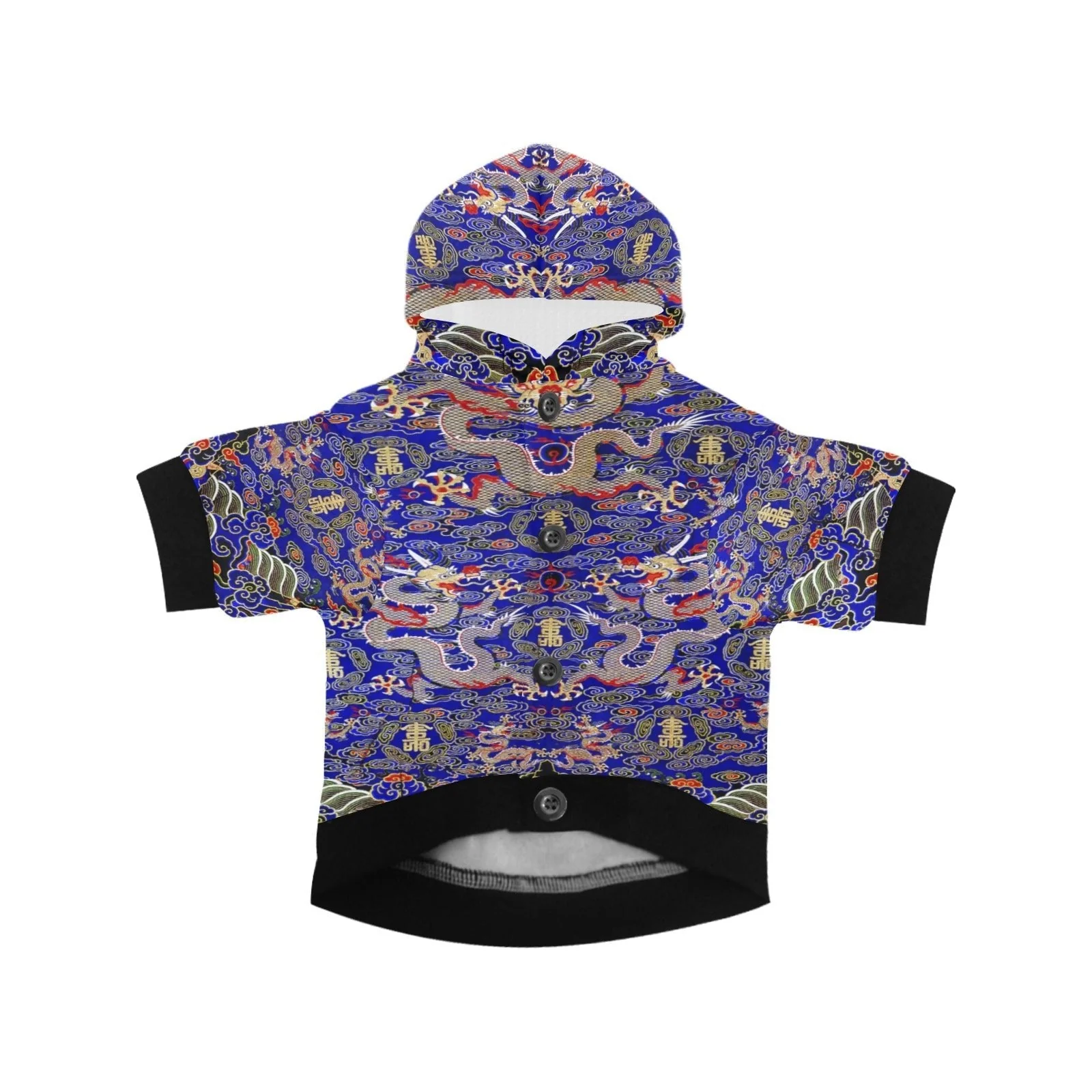Blue Imperial Dragon Button Hoodie - Image 3