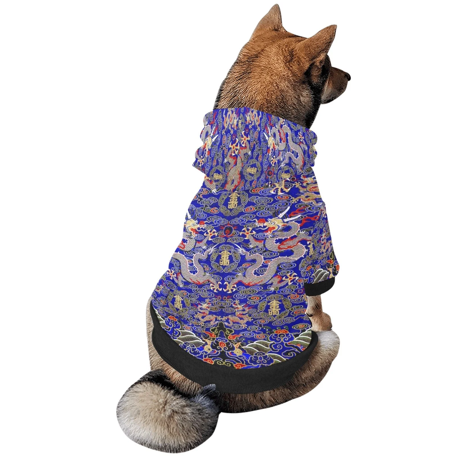Blue Imperial Dragon Button Hoodie - Image 5
