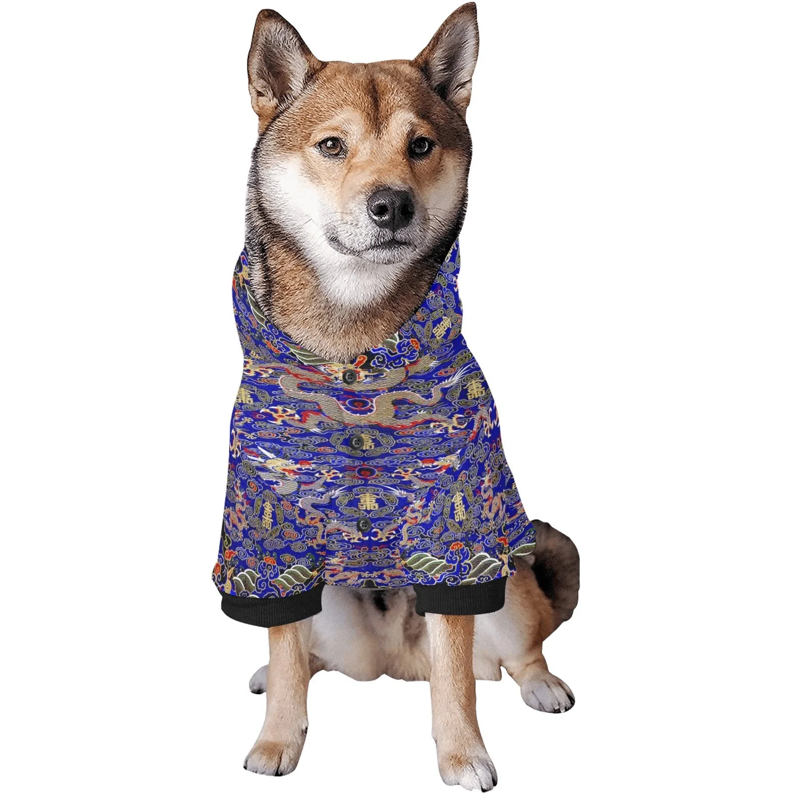 Blue Imperial Dragon Button Hoodie - Image 6