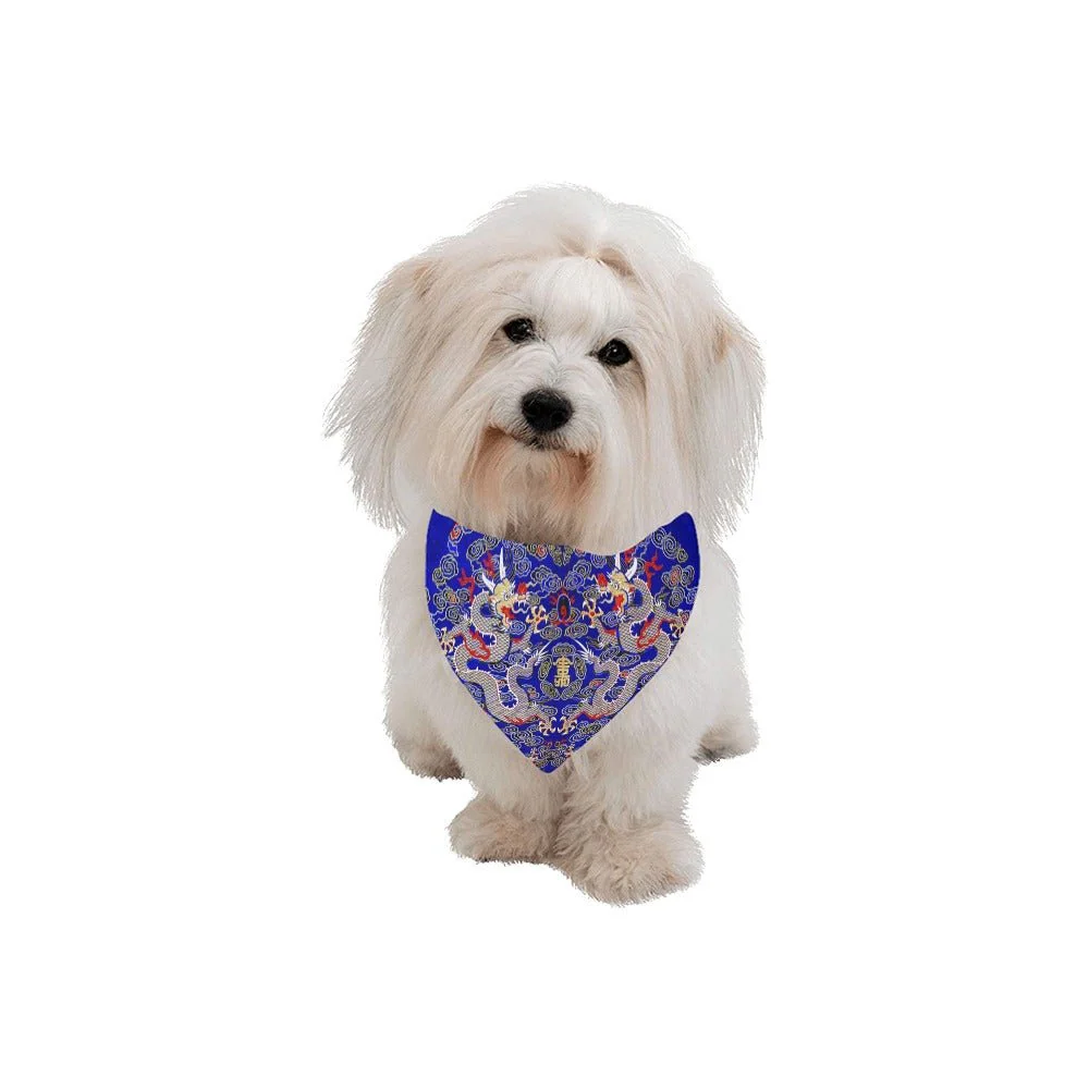 Blue Imperial Dragon Double-Sided Pet Bandana - Image 2