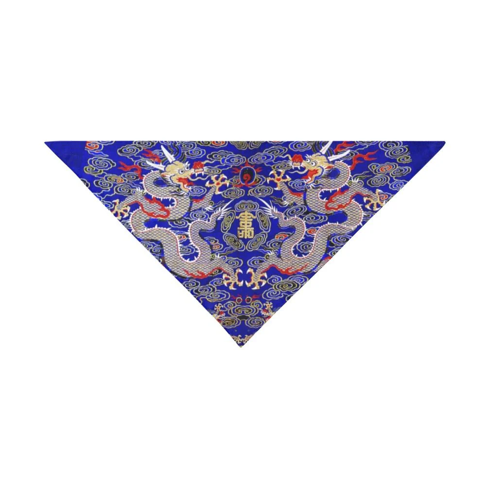 Blue Imperial Dragon Double-Sided Pet Bandana - Image 3