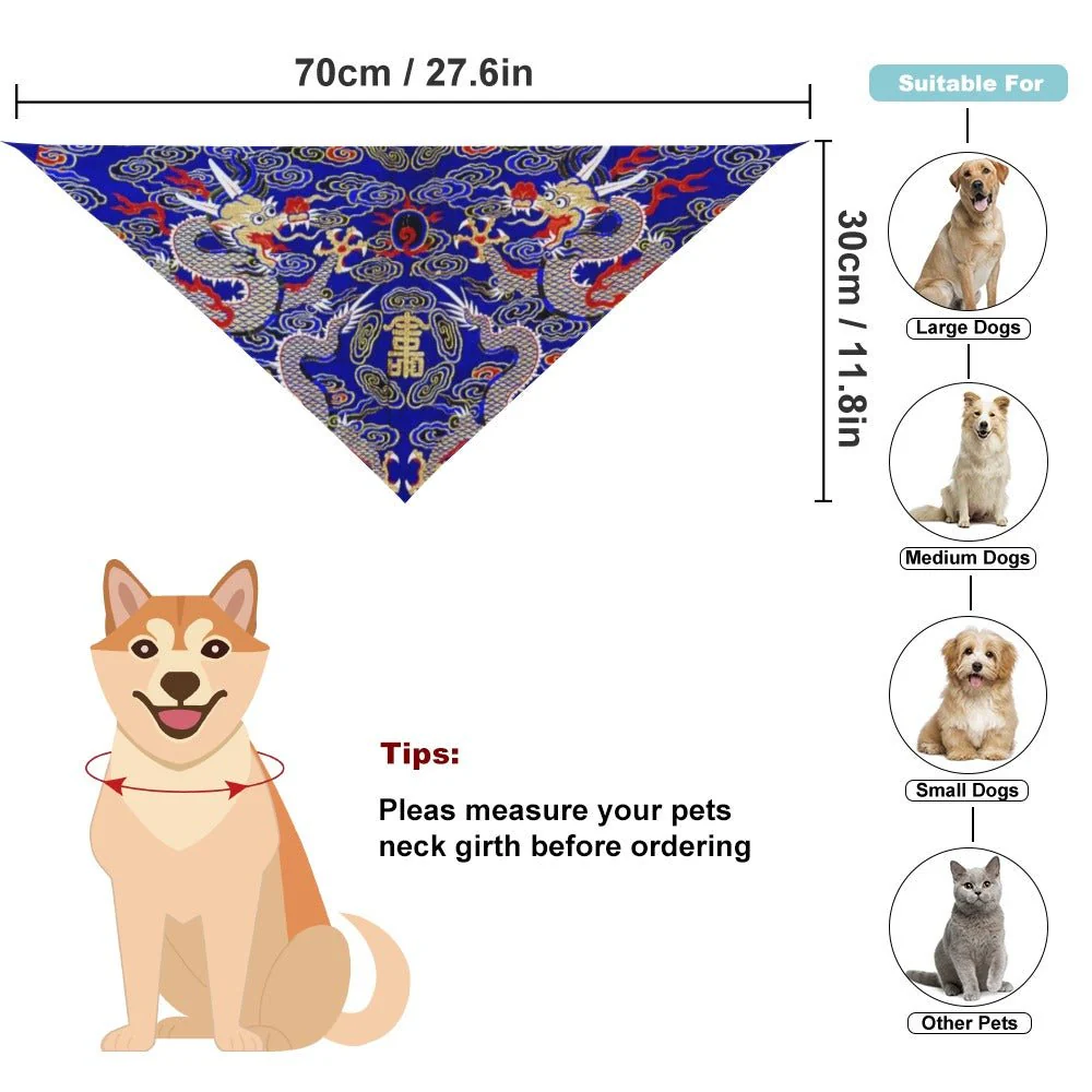 Blue Imperial Dragon Pet Scarf - Image 3