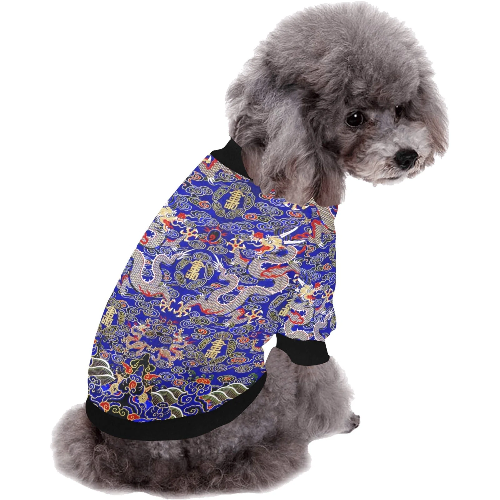 Blue Imperial Dragon Round Neck Shirt - Image 2