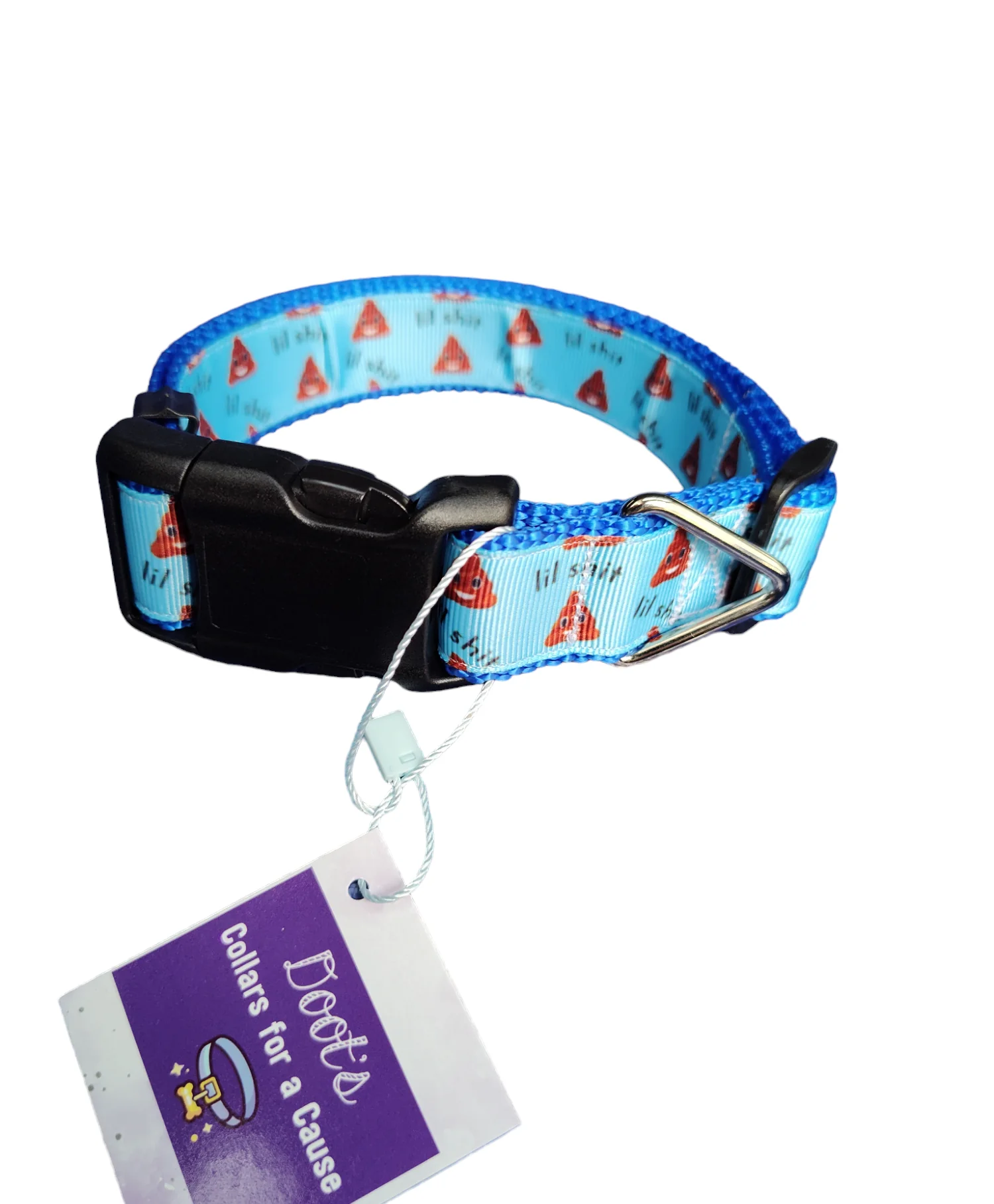 Blue Lil Shit Nylon Dog Collar MD, LG, XL, Leash - Image 2