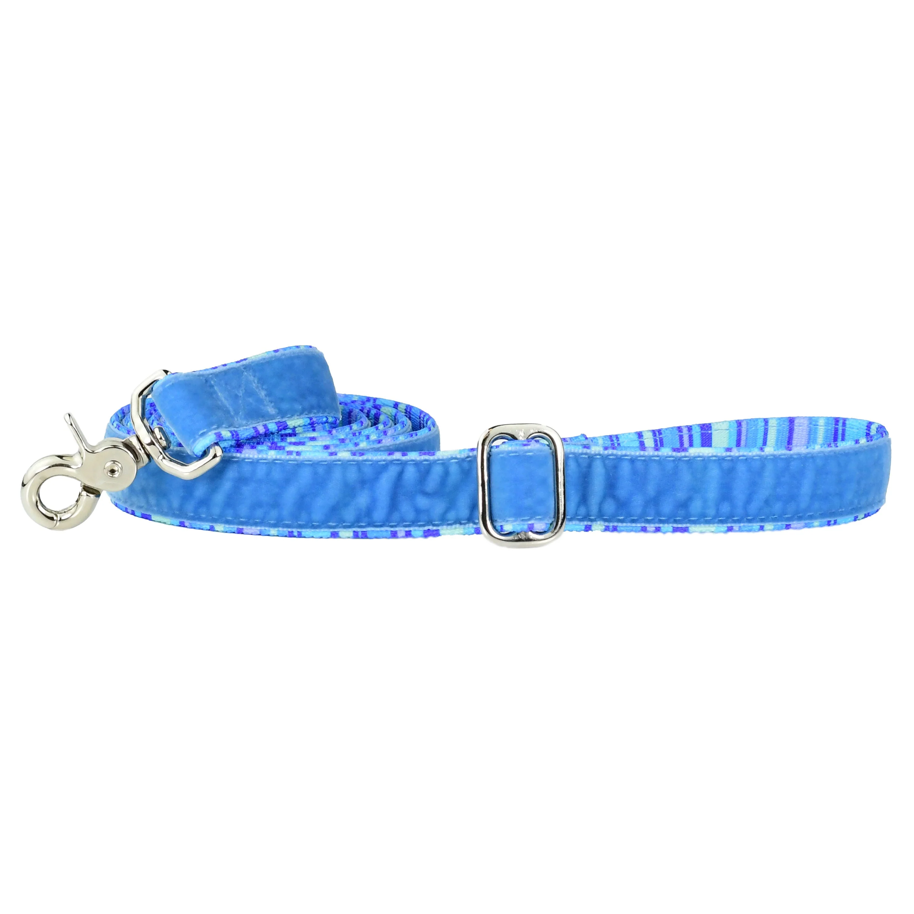 Blue Stripes Velvet Essential Dog Collar (1″ Only) - Image 3