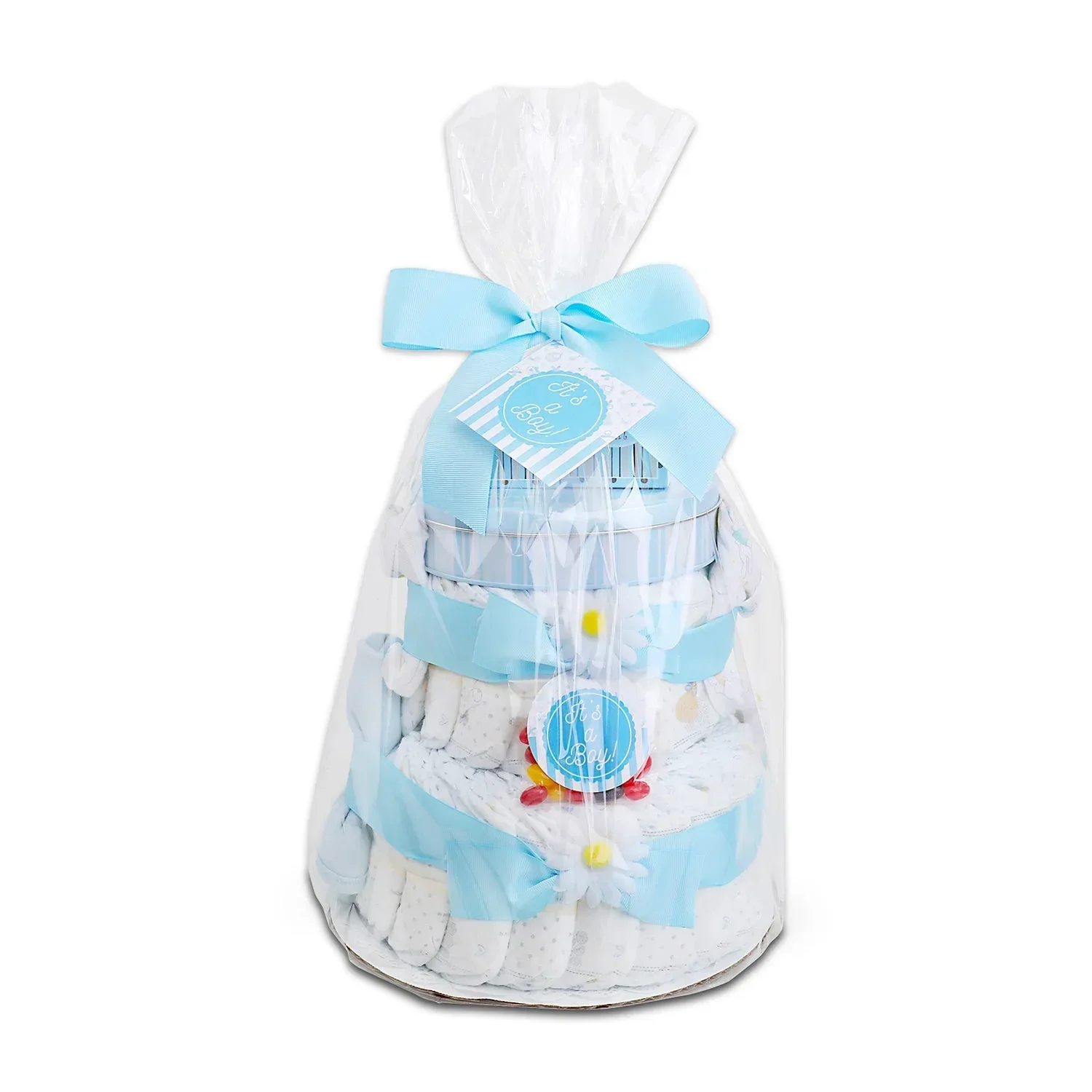 Blue Two-Tier Diaper Cake Gift - Image 2