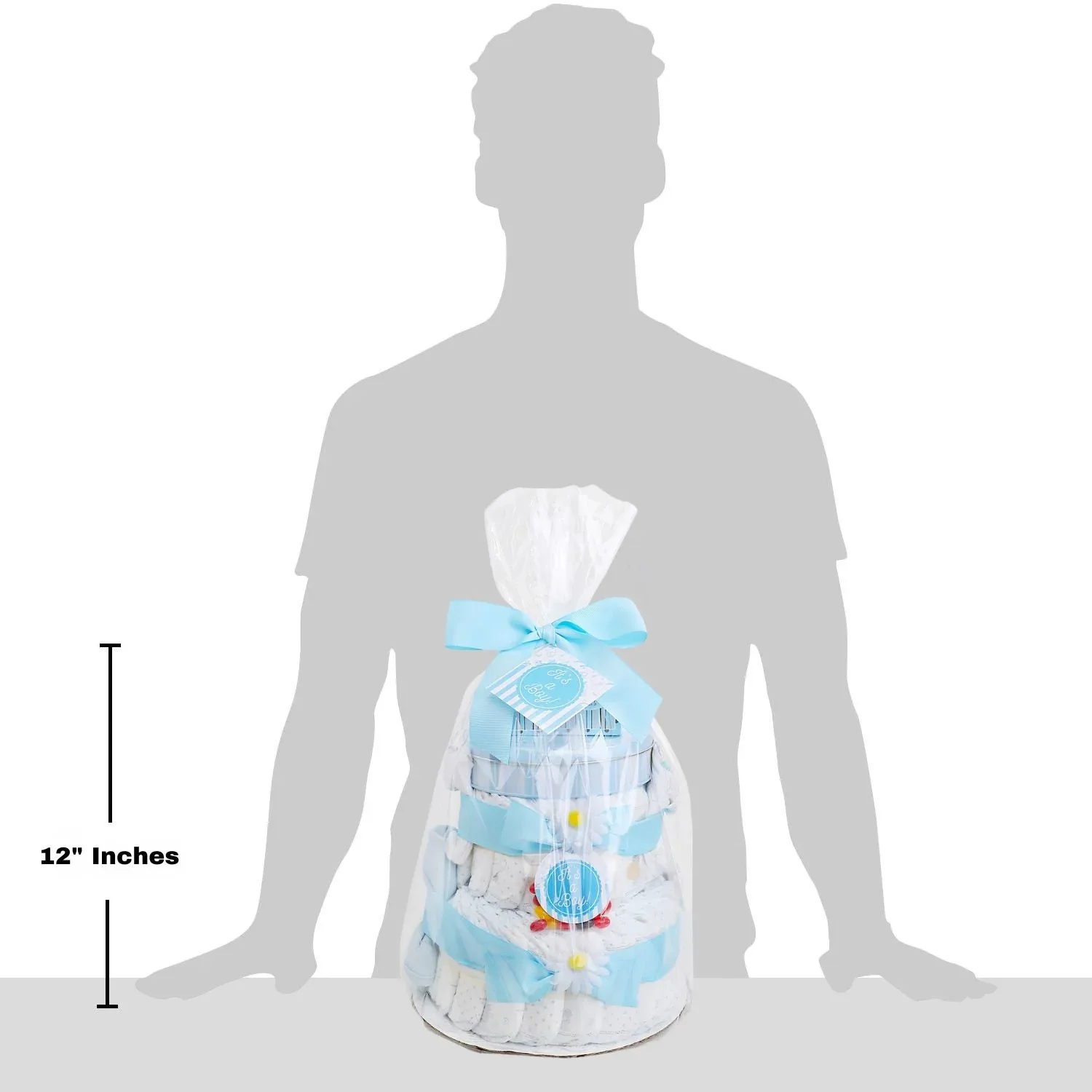 Blue Two-Tier Diaper Cake Gift - Image 3