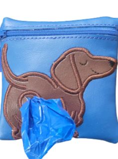 Blue Vinyl Poop Bag Holder, Dachshund Dog Butt Embroidery, Dog Walker Gift - Image 5