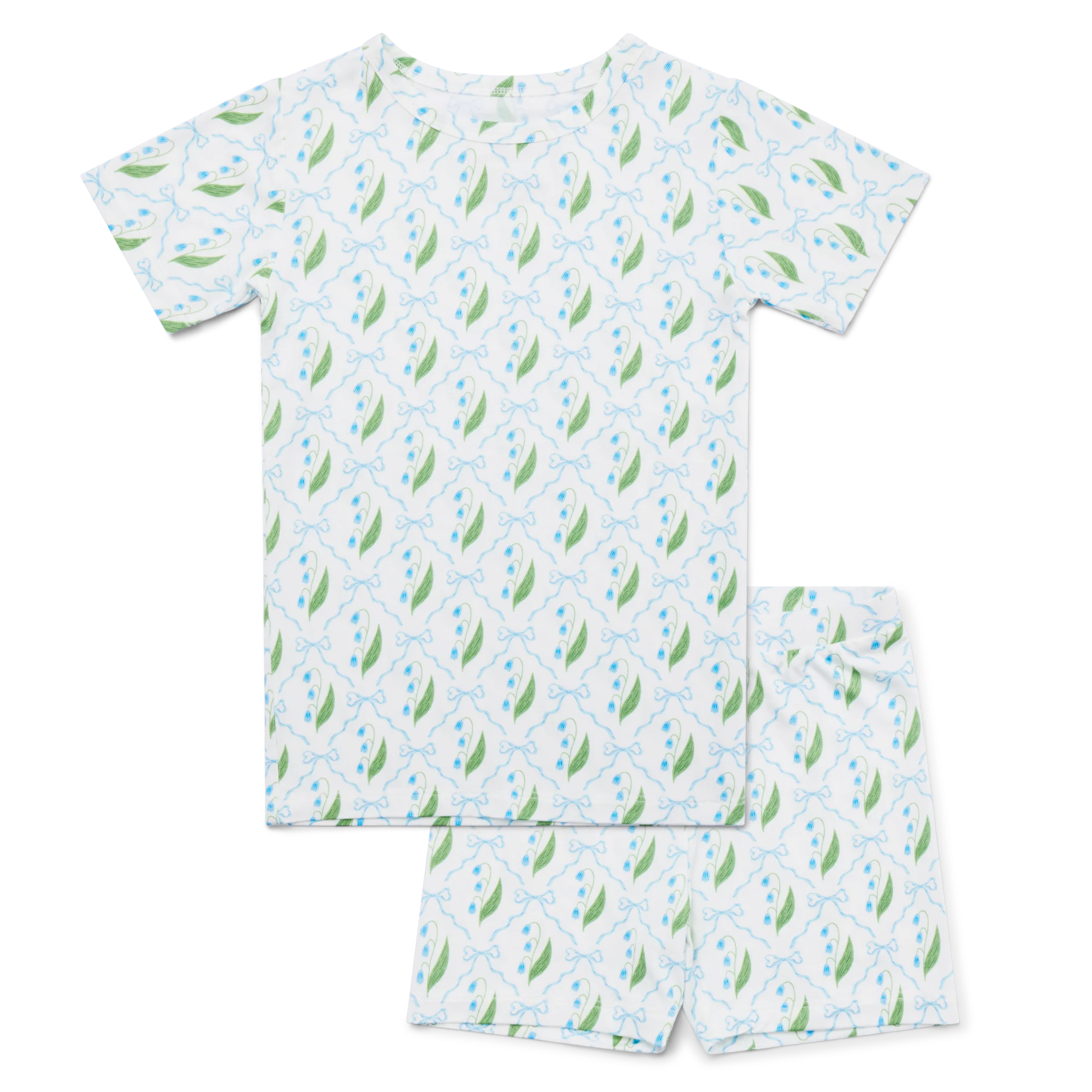 Bluebell Bows Short Sleeve & Shorts Bamboo Toddler Pajama Set - Image 2