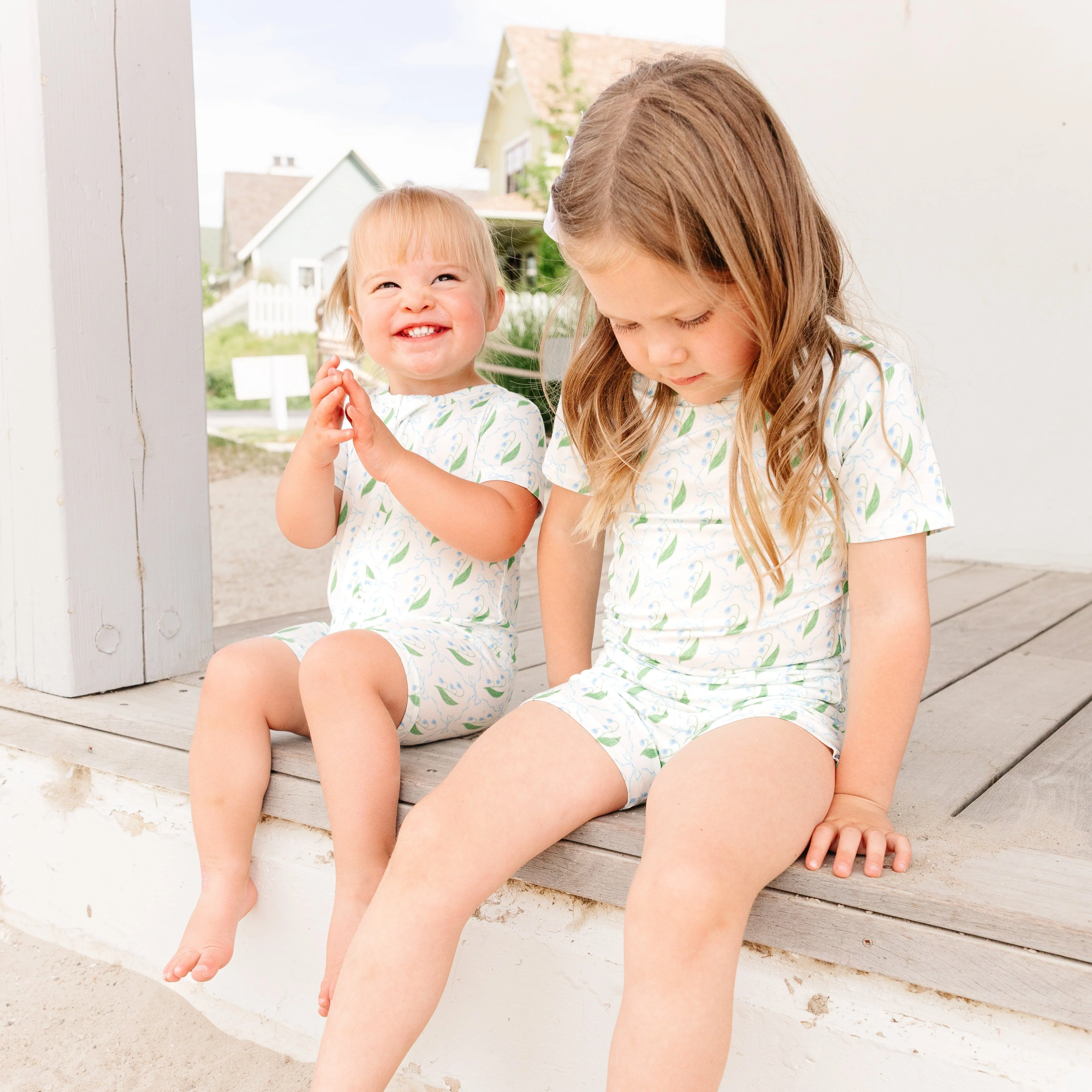 Bluebell Bows Short Sleeve & Shorts Bamboo Toddler Pajama Set - Image 5