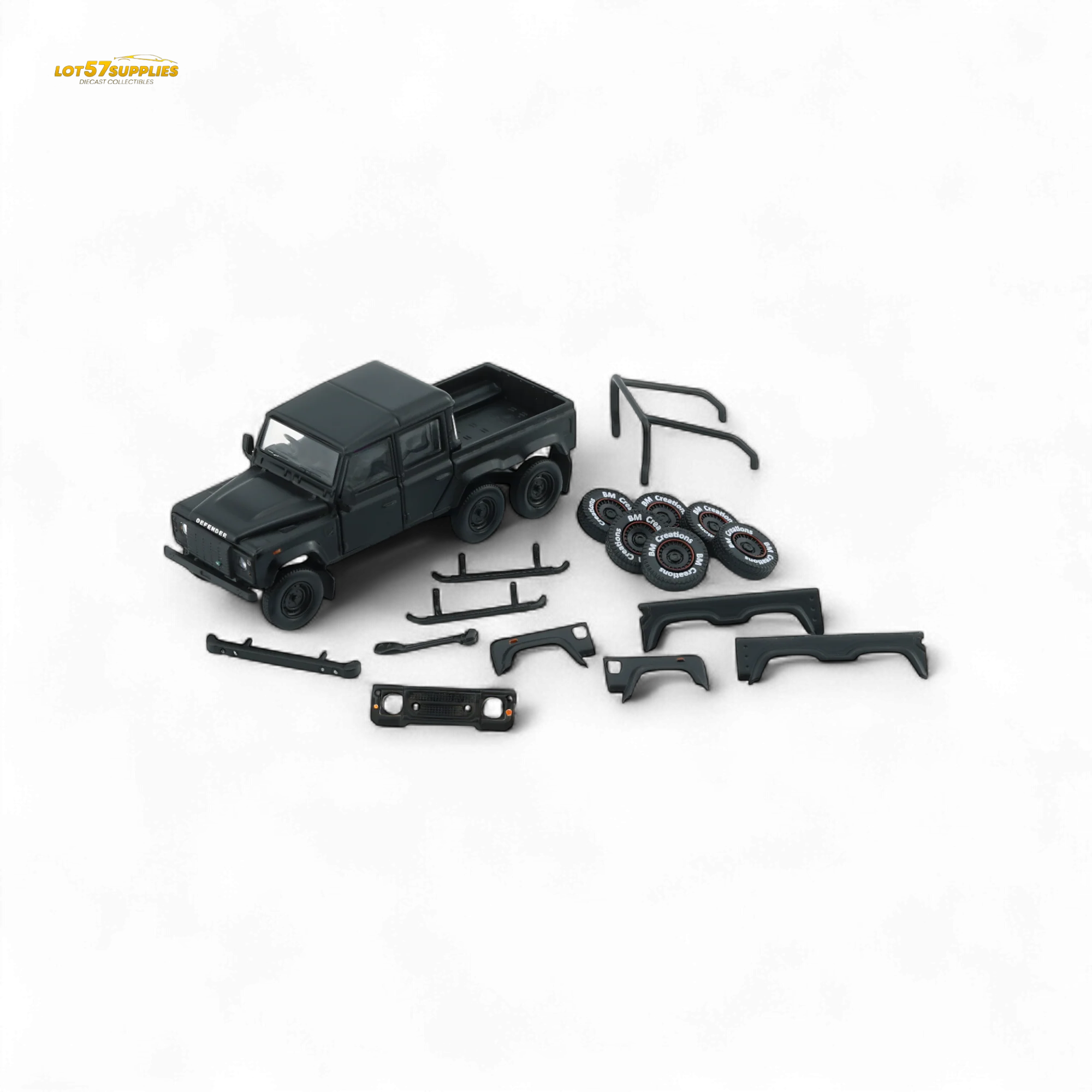 BM Creations Land Rover Defender 110 6x6 Matte Blk RHD 1:64 - Image 2