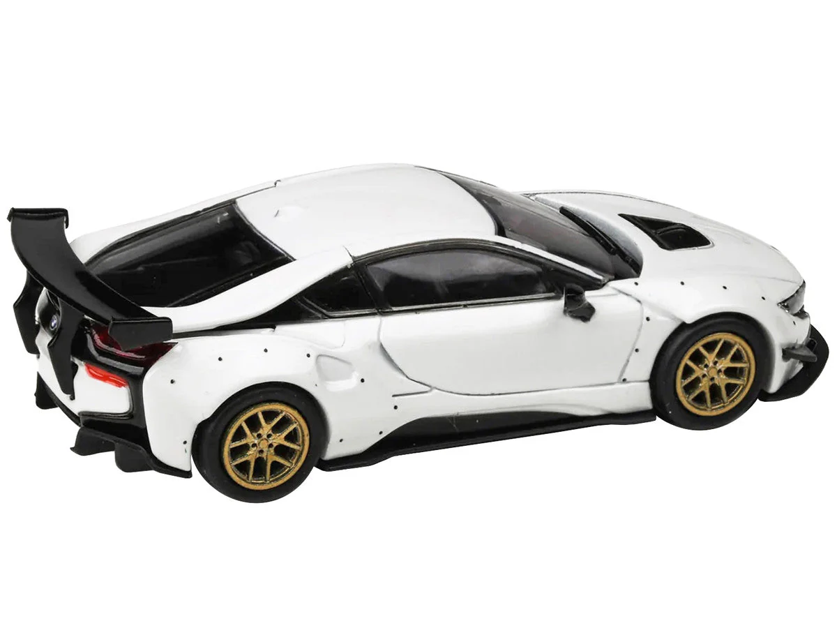 BMW i8 Liberty Walk White with Gold Wheels 1/64 Diecast Model Car by Paragon Models - Image 2