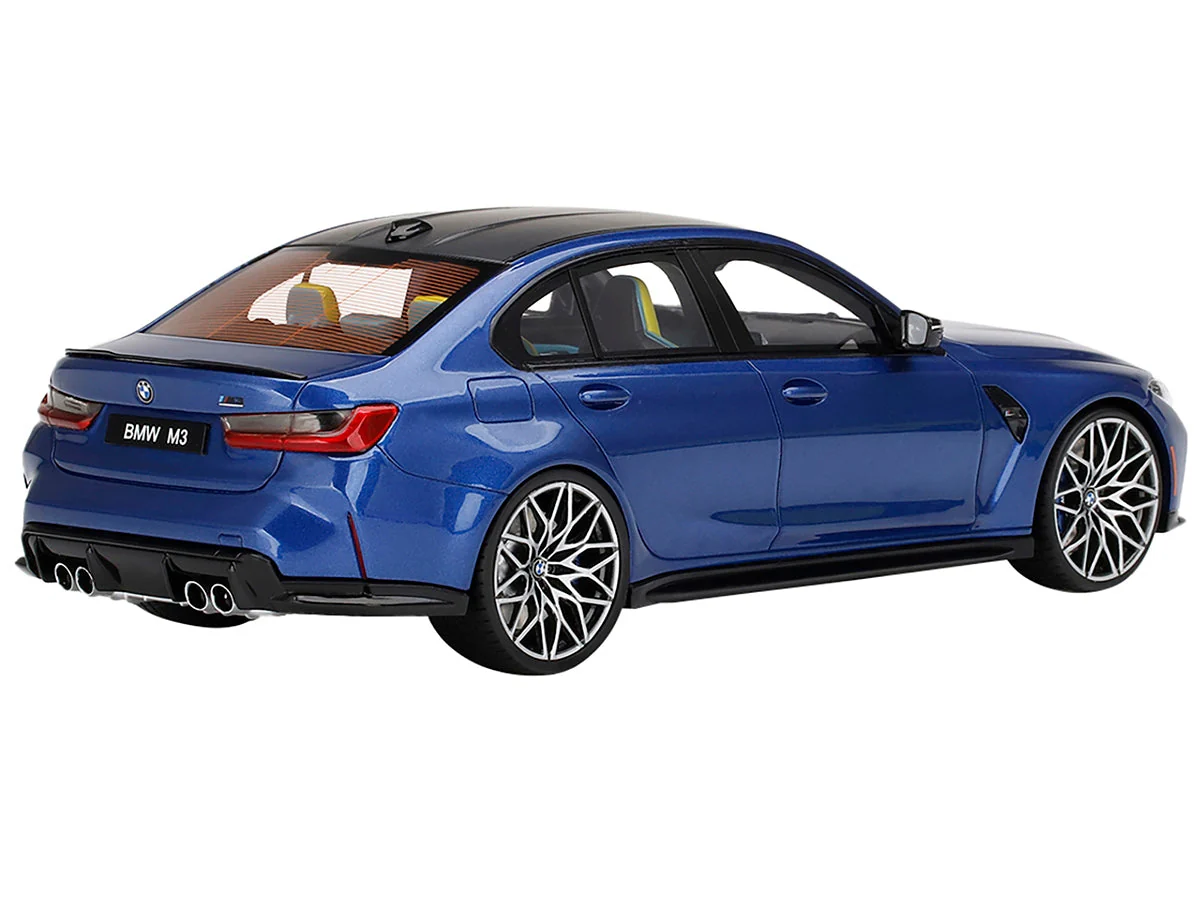 BMW M3 Competition (G80) Portimao Blue Metallic with Carbon Top 1/18 Model Car by Top Speed - Image 2