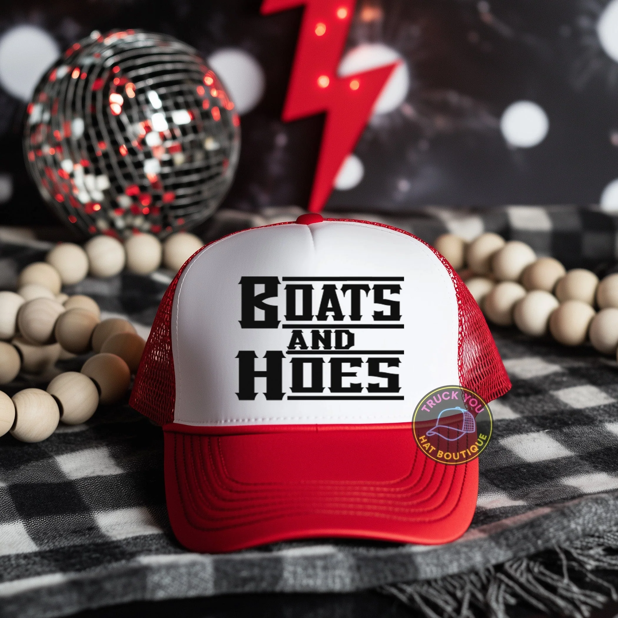 Boats and Hoes Black Adult Otto Foam Trucker Hat - Image 2
