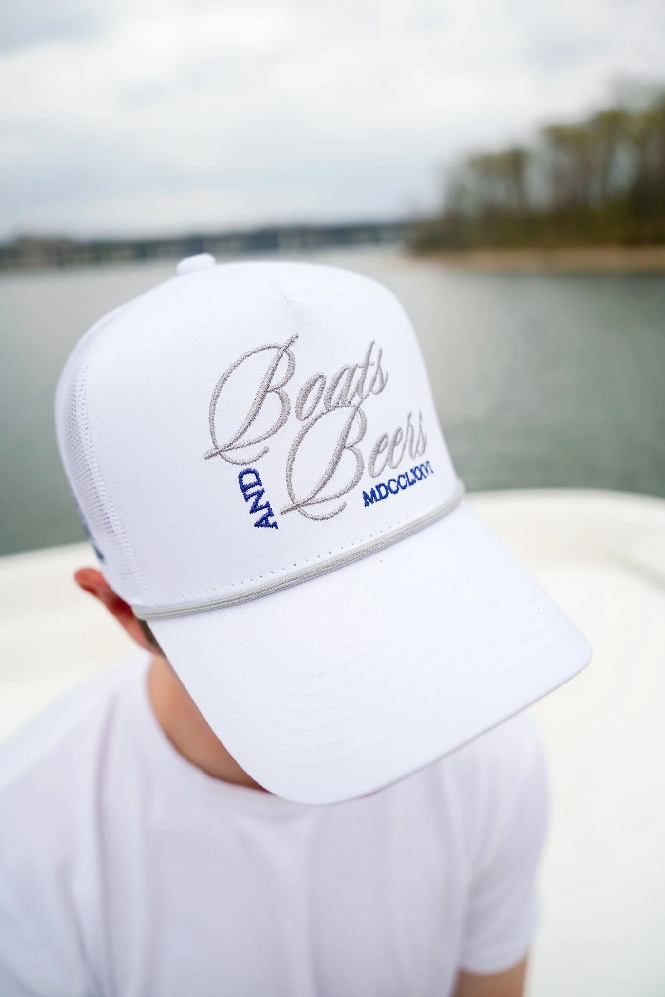 Boats & Beers - White Vintage Trucker Hat - Image 2