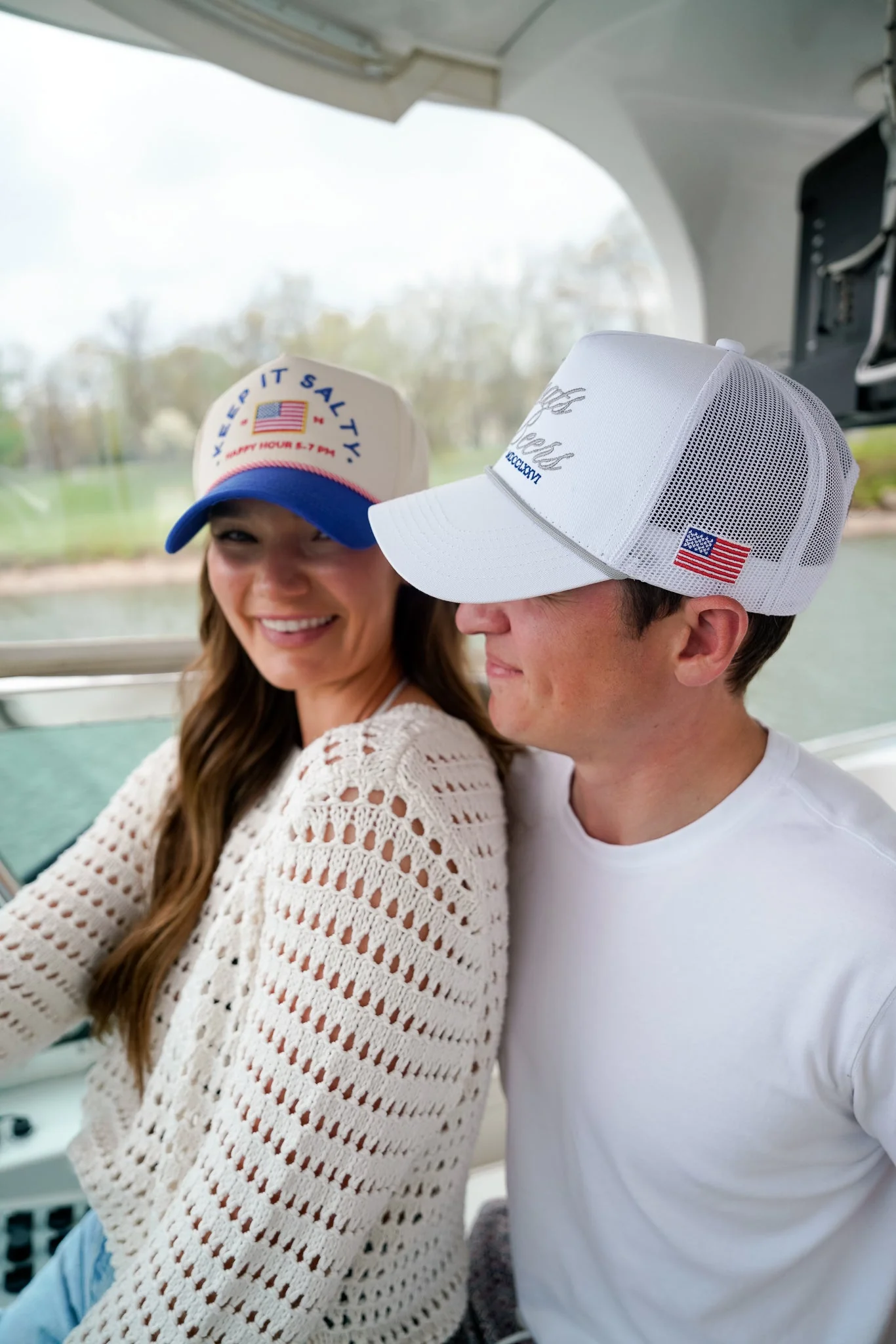 Boats & Beers - White Vintage Trucker Hat - Image 4
