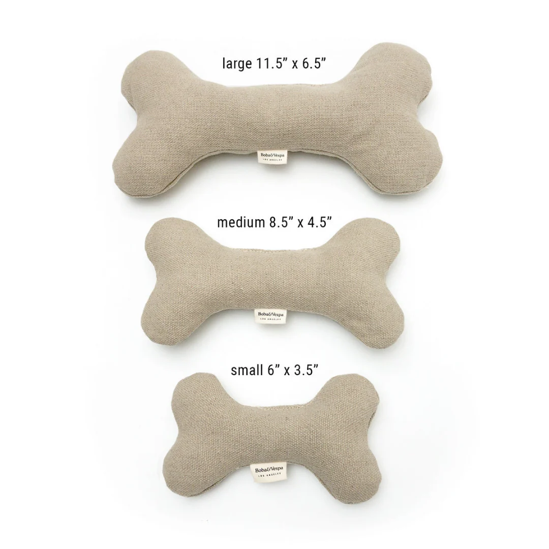Boba & Vespa Plush Hemp Dog Bone Toy for Gentle Chewers | Soft & Squeaker Free - Image 4