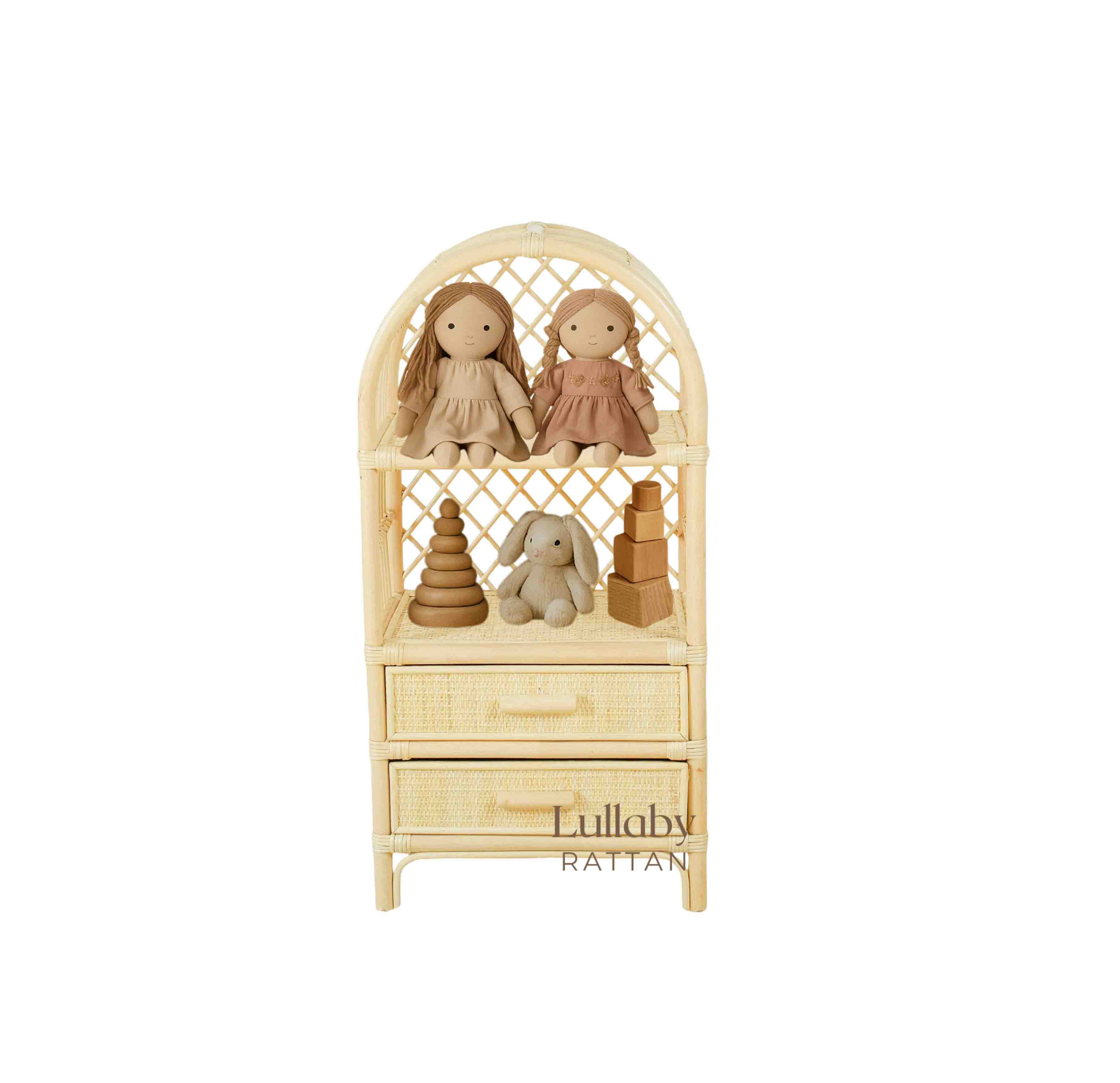 Boho Rattan Kids Bookshelf & Toy Storage | Montessori Doll Shelf – Eco-Friendly Nursery & Playroom Furniture - Image 6