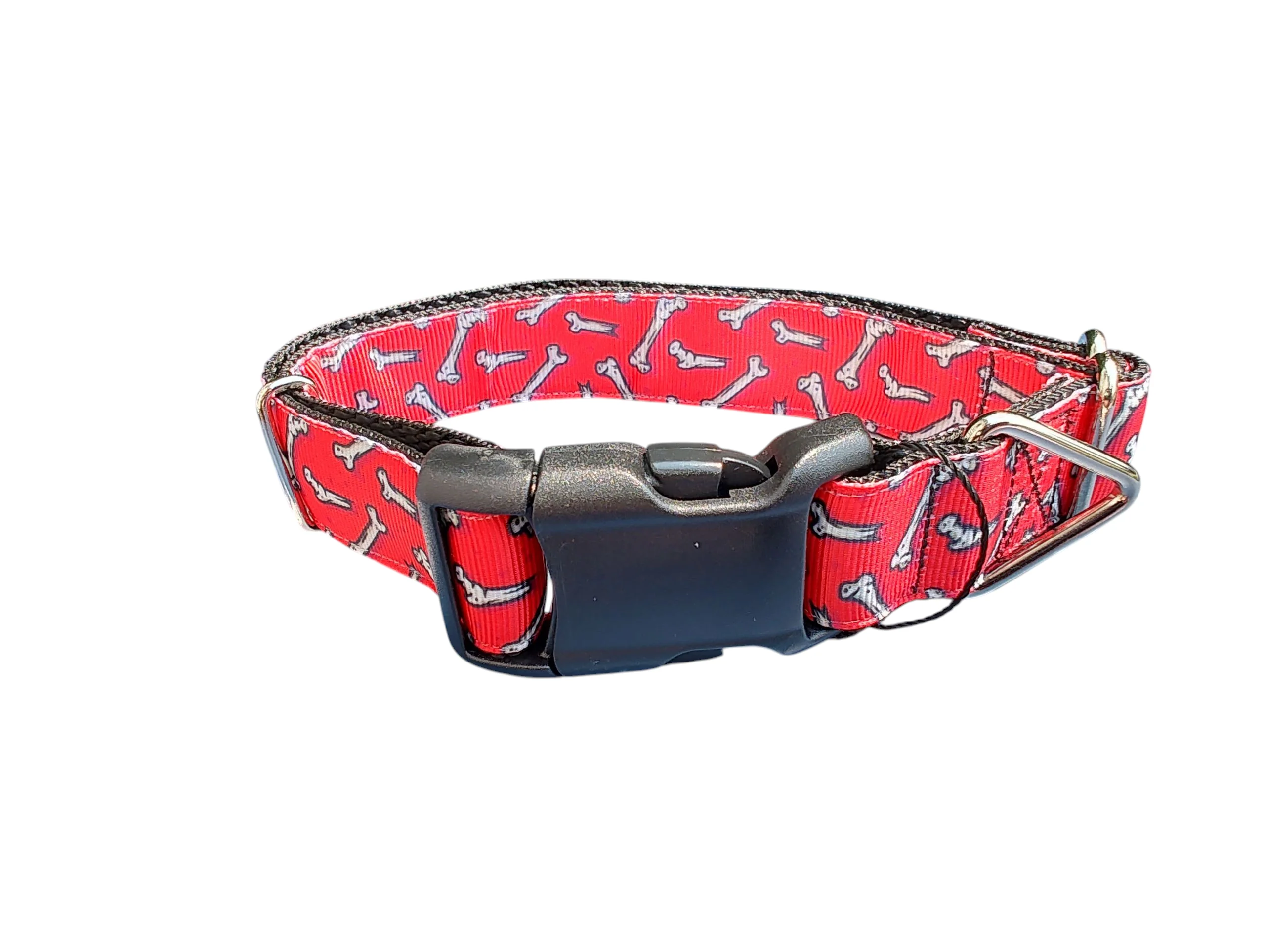Bones Red Nylon Dog Collar - Image 2