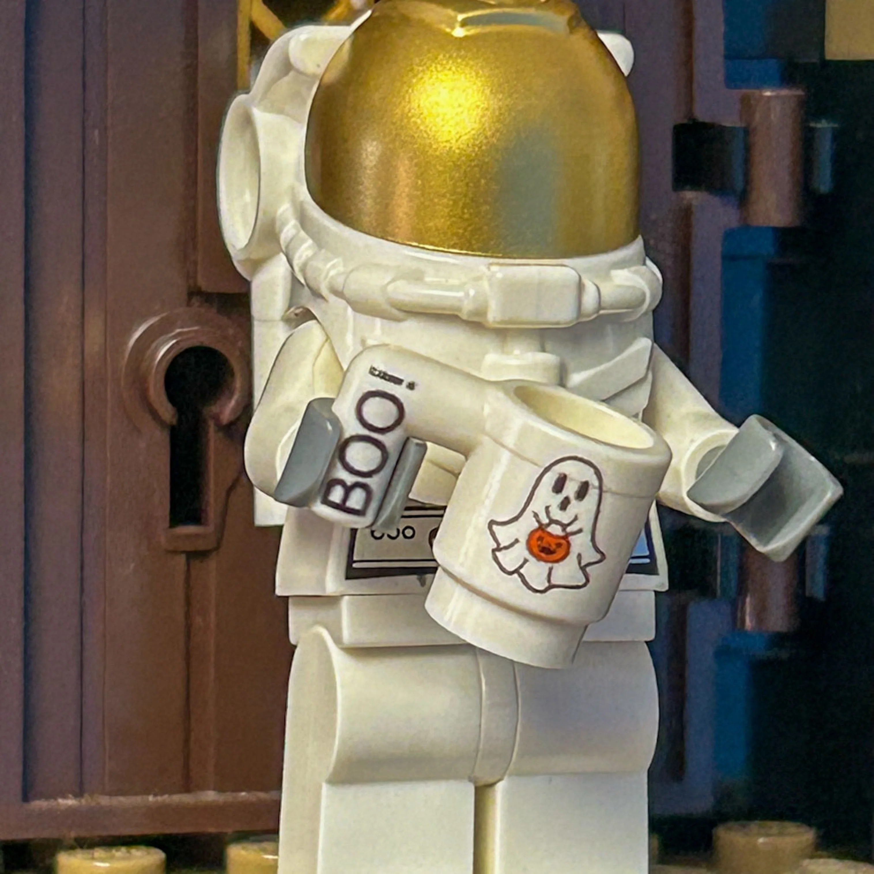 Boo! Ghost w/ Pumpkin Mug for Minifigs made using LEGO part - Image 2