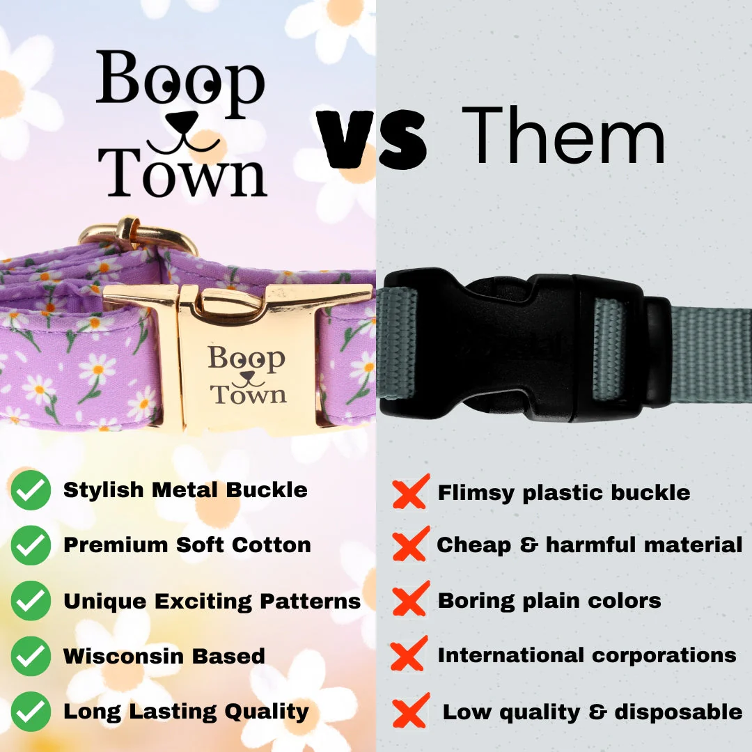 Boop Town Durable Soft Cotton Dog Collar With Nylon Core Quick Release Metal Buckle Adjustable for Girls Boys Small Medium Large Comfortable Pet Products Reduces Hair Matting Gold Tone Zinc Alloy Hardware - Image 13