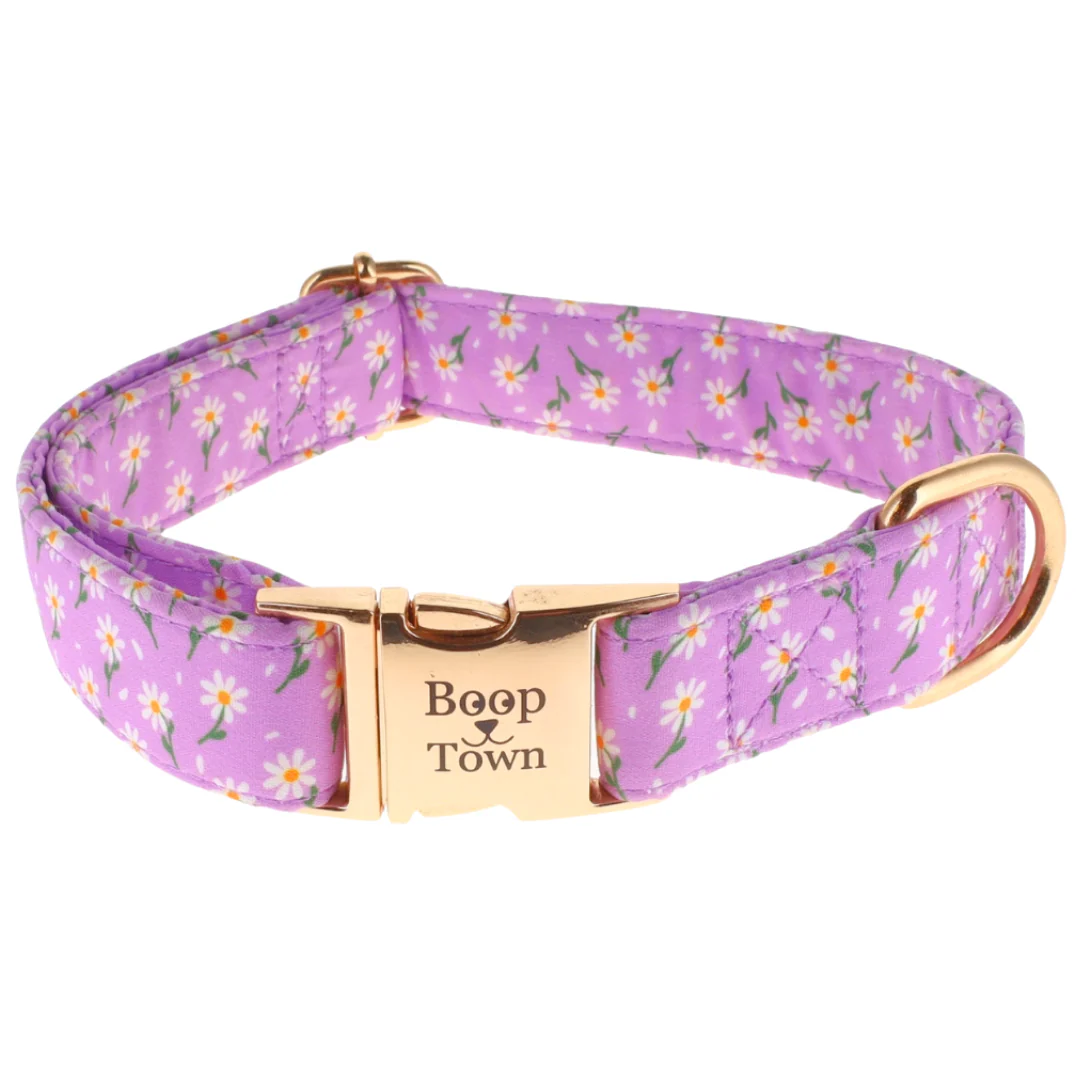 Boop Town Durable Soft Cotton Dog Collar With Nylon Core Quick Release Metal Buckle Adjustable for Girls Boys Small Medium Large Comfortable Pet Products Reduces Hair Matting Gold Tone Zinc Alloy Hardware - Image 22