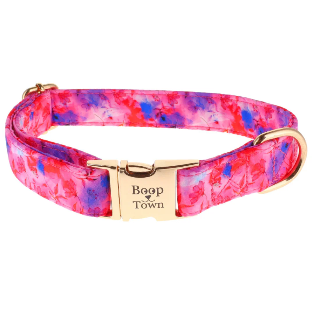 Boop Town Durable Soft Cotton Dog Collar With Nylon Core Quick Release Metal Buckle Adjustable for Girls Boys Small Medium Large Comfortable Pet Products Reduces Hair Matting Gold Tone Zinc Alloy Hardware - Image 24
