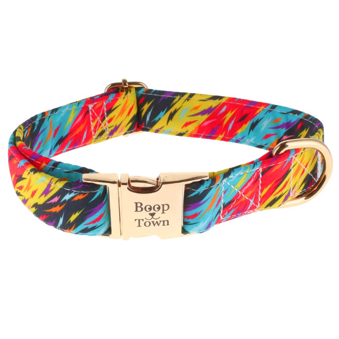 Boop Town Durable Soft Cotton Dog Collar With Nylon Core Quick Release Metal Buckle Adjustable for Girls Boys Small Medium Large Comfortable Pet Products Reduces Hair Matting Gold Tone Zinc Alloy Hardware - Image 25
