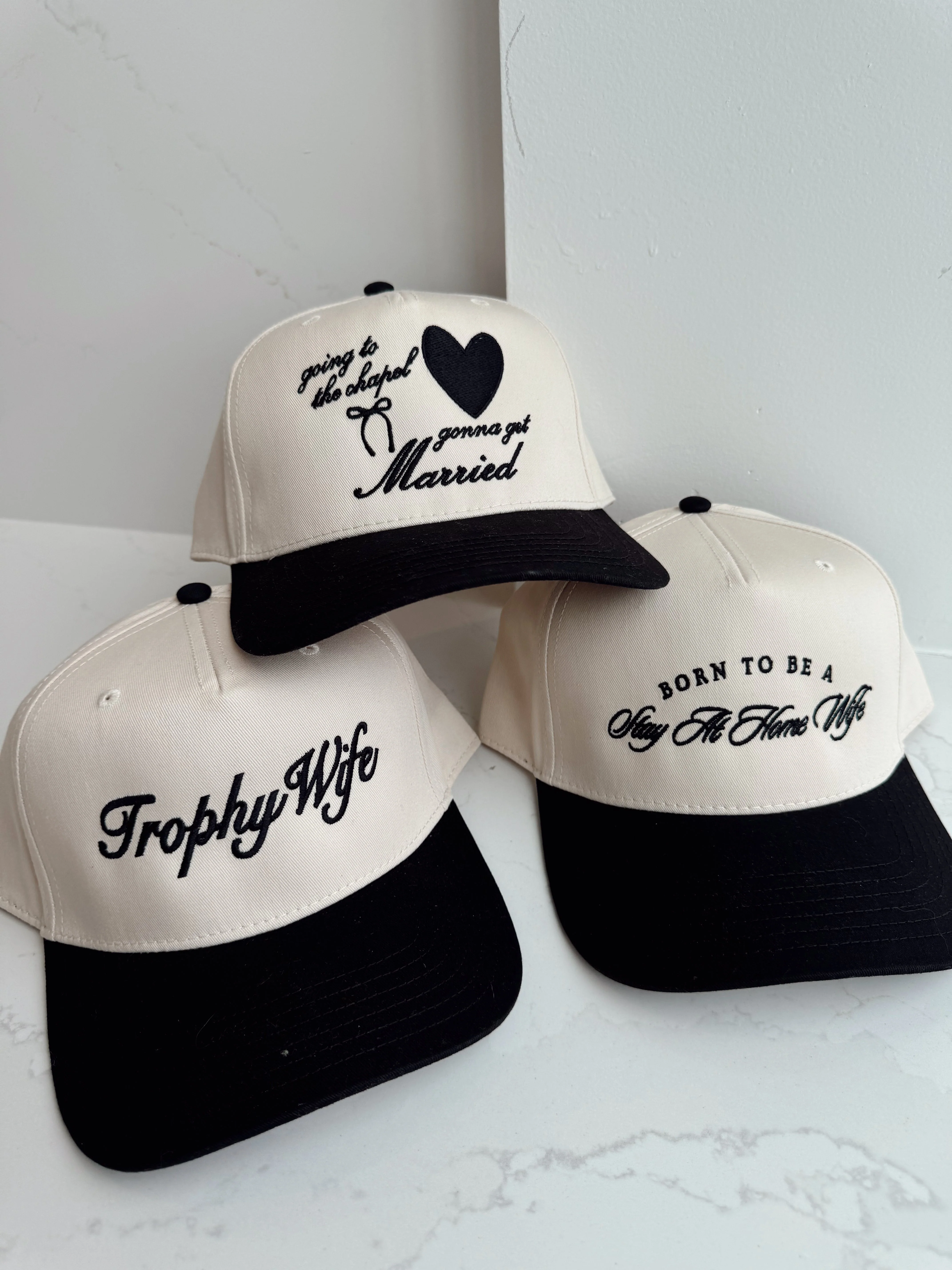 Born To Be A Stay At Home Wife - Black Vintage Trucker Hat - Image 3