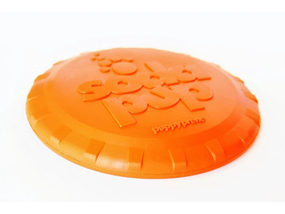 Bottle Top Flyer Rubber Frisbee for Dogs | Orange | Vet Approved | USA Made - Image 5