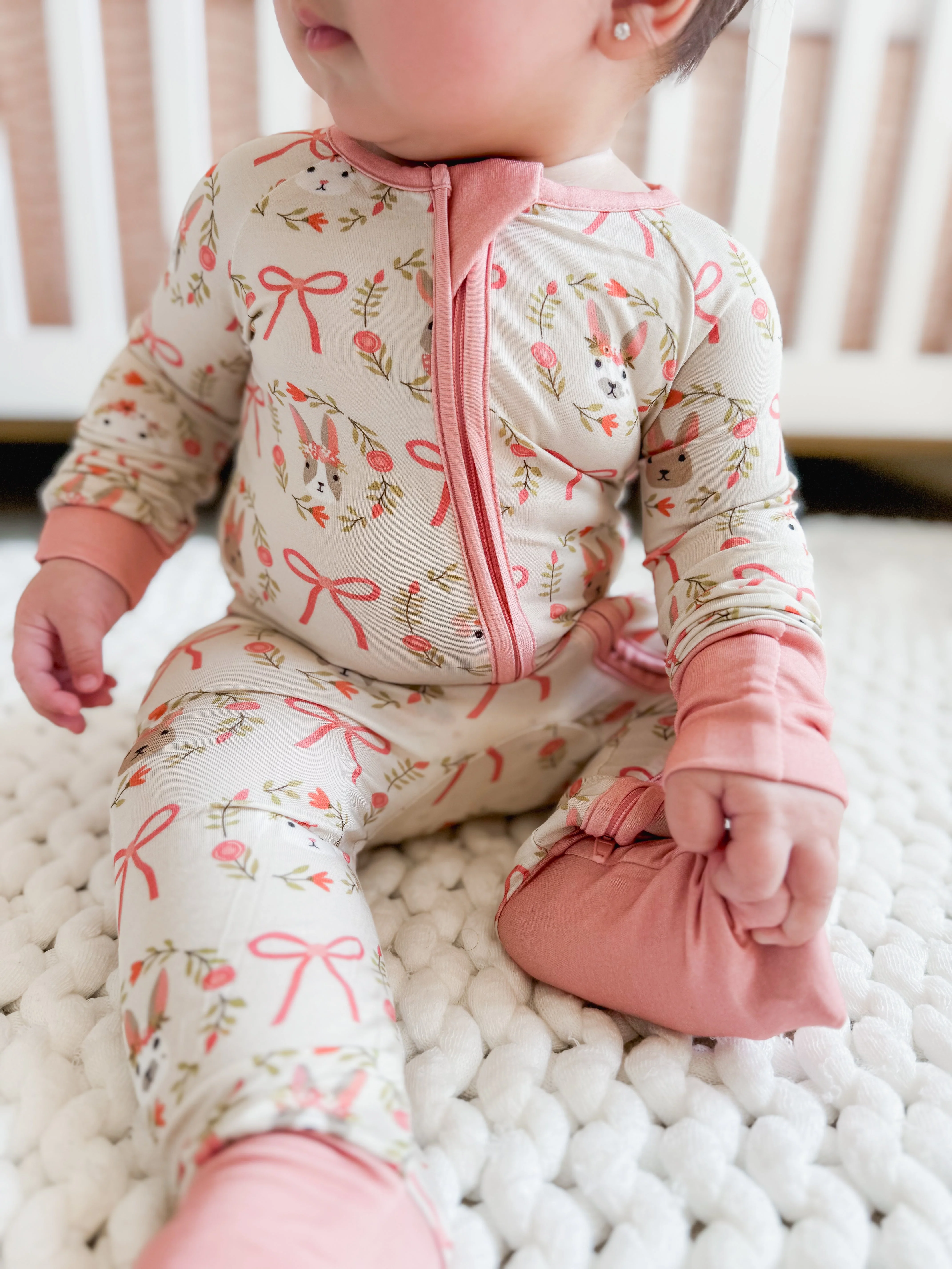 Bows & Bunnies (Convertible Zip Footies) - Image 2