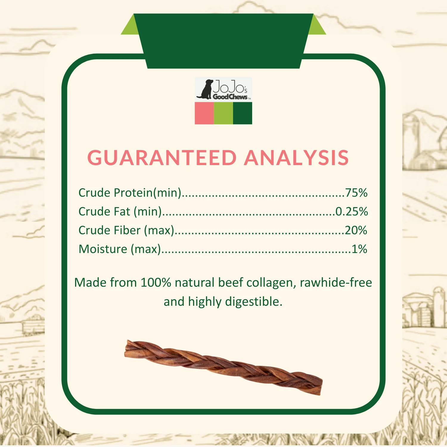Braided Collagen Stick Dog Treats for Joint Health - 12-Inch Standard (4-Pack) - Image 7