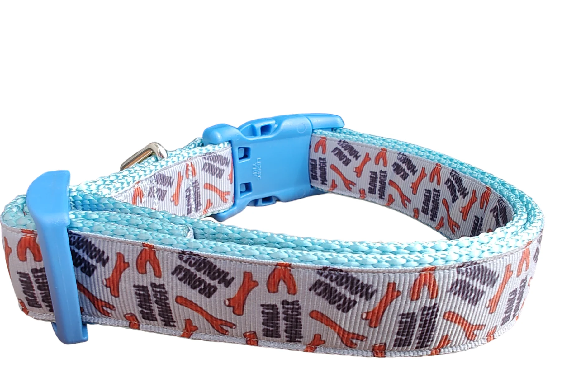 Branch Manager Light Blue Nylon Dog Collar MD, LG, XL, Leash, Martingale - Image 4