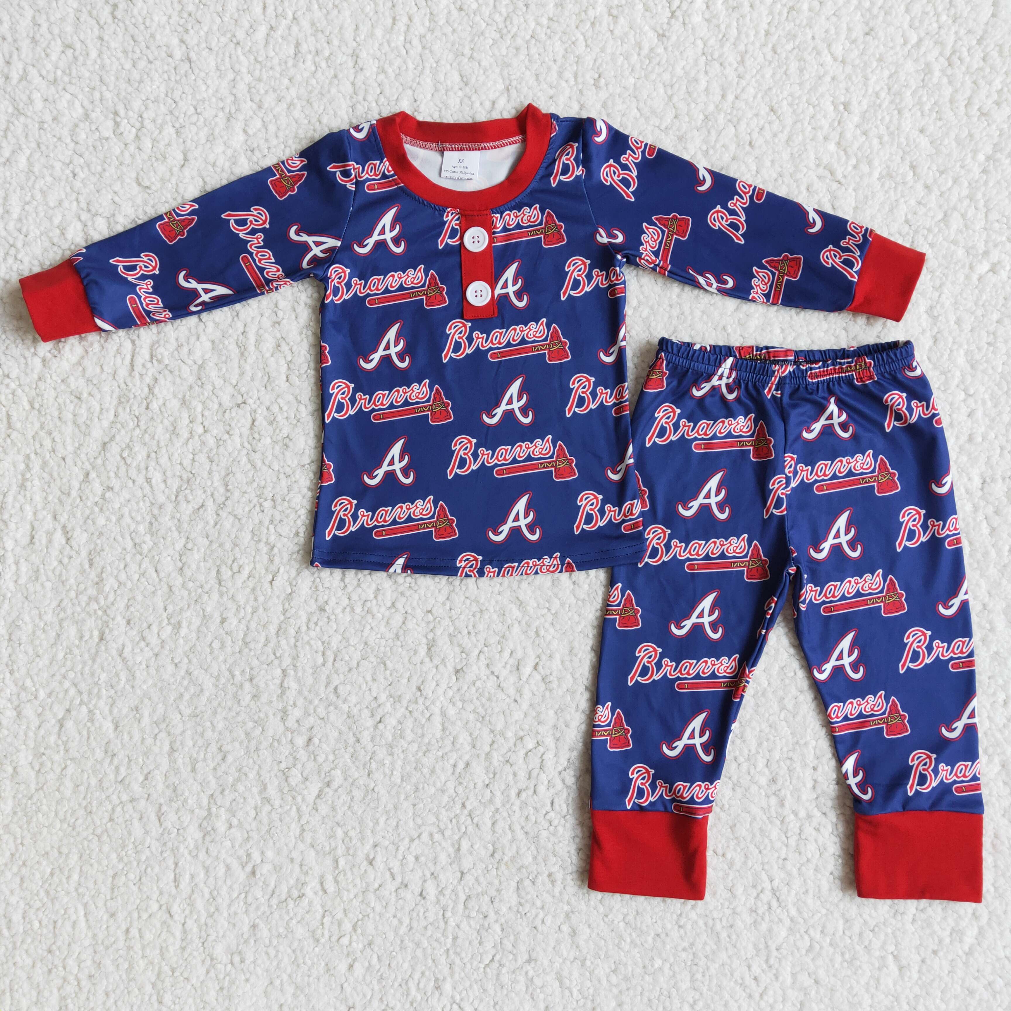 Braves print long sleeve boy team pajamas - Image 2