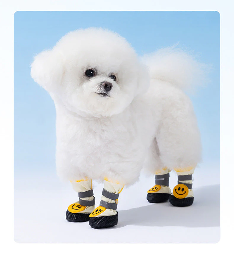 Breathable Smile Dog Shoes with Anti-Slip Soles & Reflective Straps (Set of 4) - Image 2