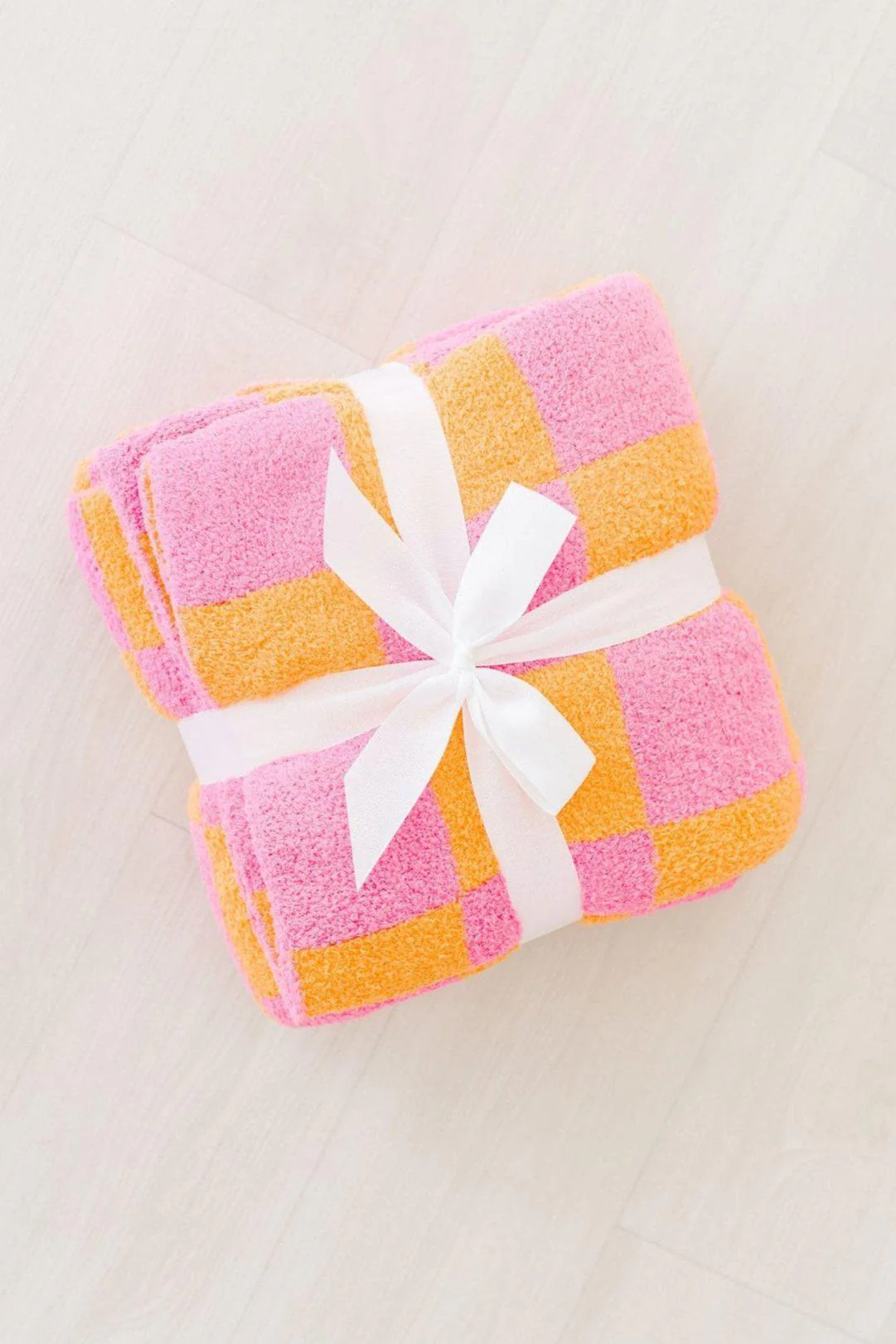 Bright Pink/Orange Checker Cozy Blanket - Image 2