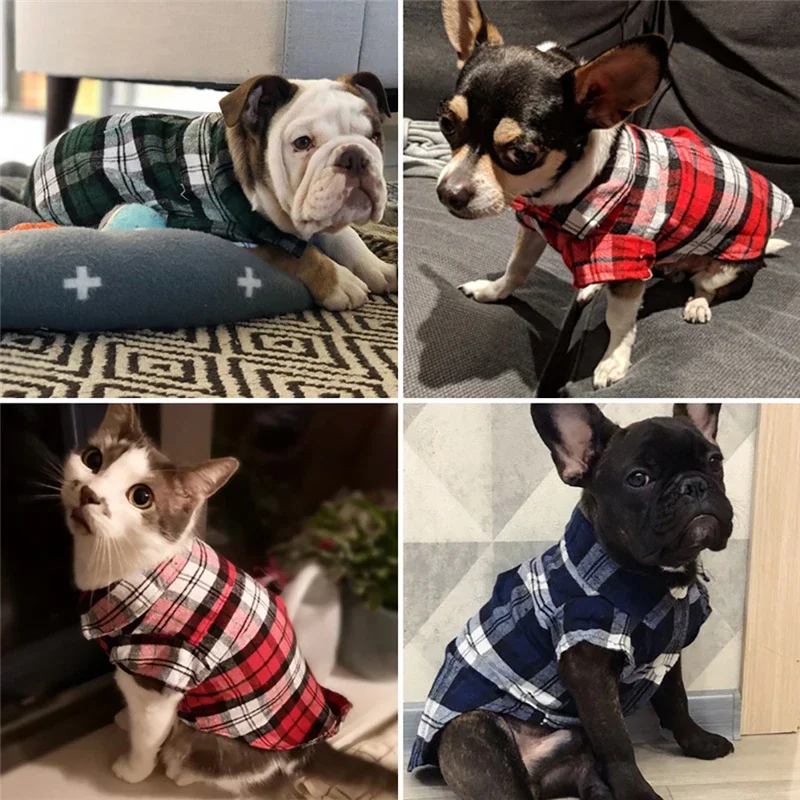 British Style Plaid Dog Shirt – Cotton Pet Clothes for Small Dogs & Cats - Image 4