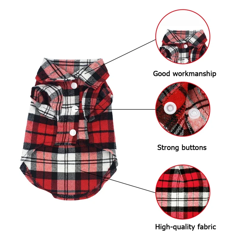 British Style Plaid Dog Shirt – Cotton Pet Clothes for Small Dogs & Cats - Image 5