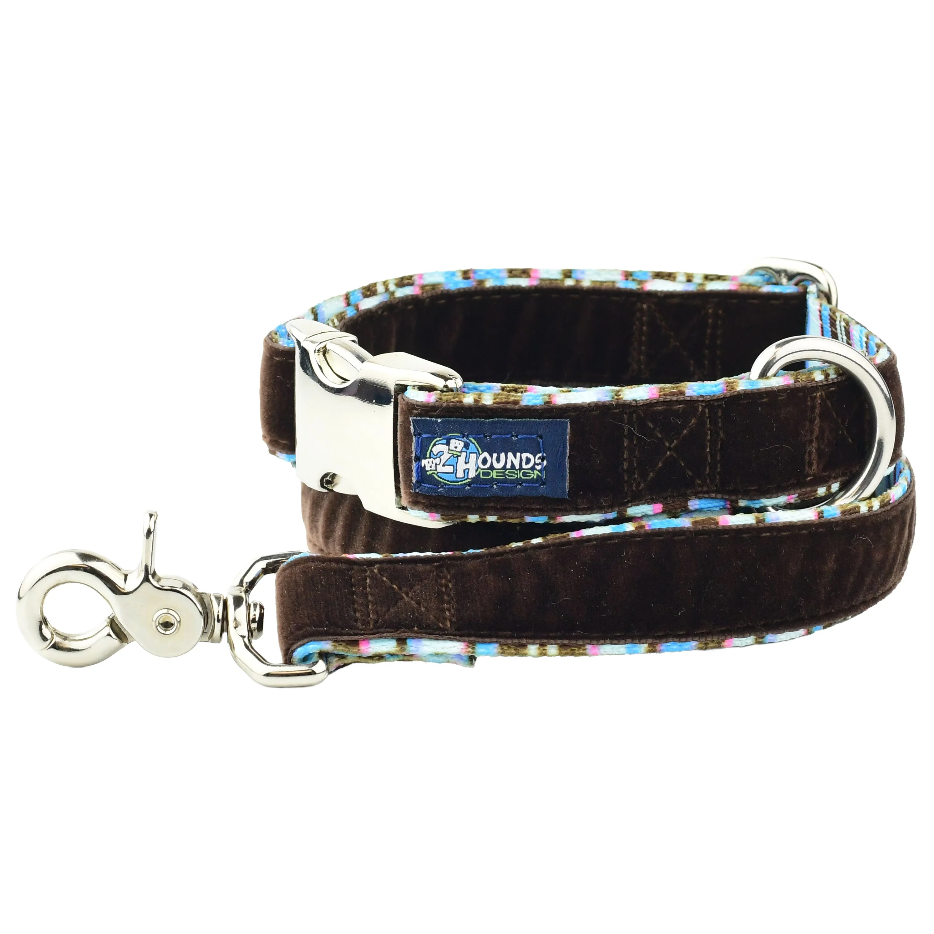 Brown Stripes Velvet Essential Dog Collar (1″ Only) - Image 2