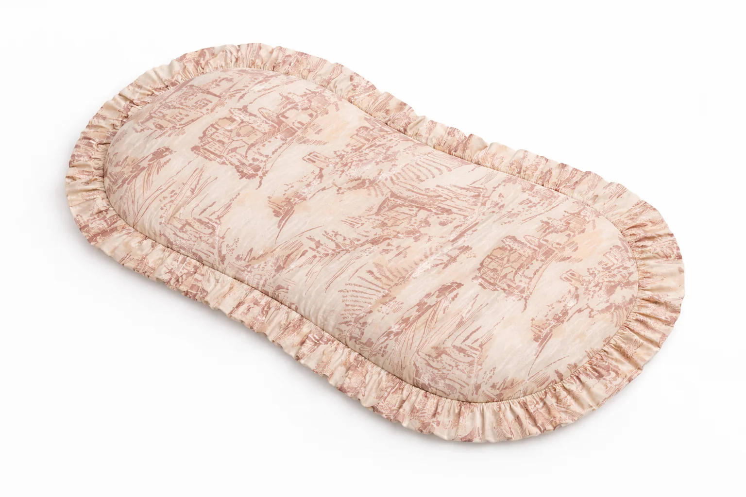 Brown Toile Ruffle Baby Lounger Cover - Image 2