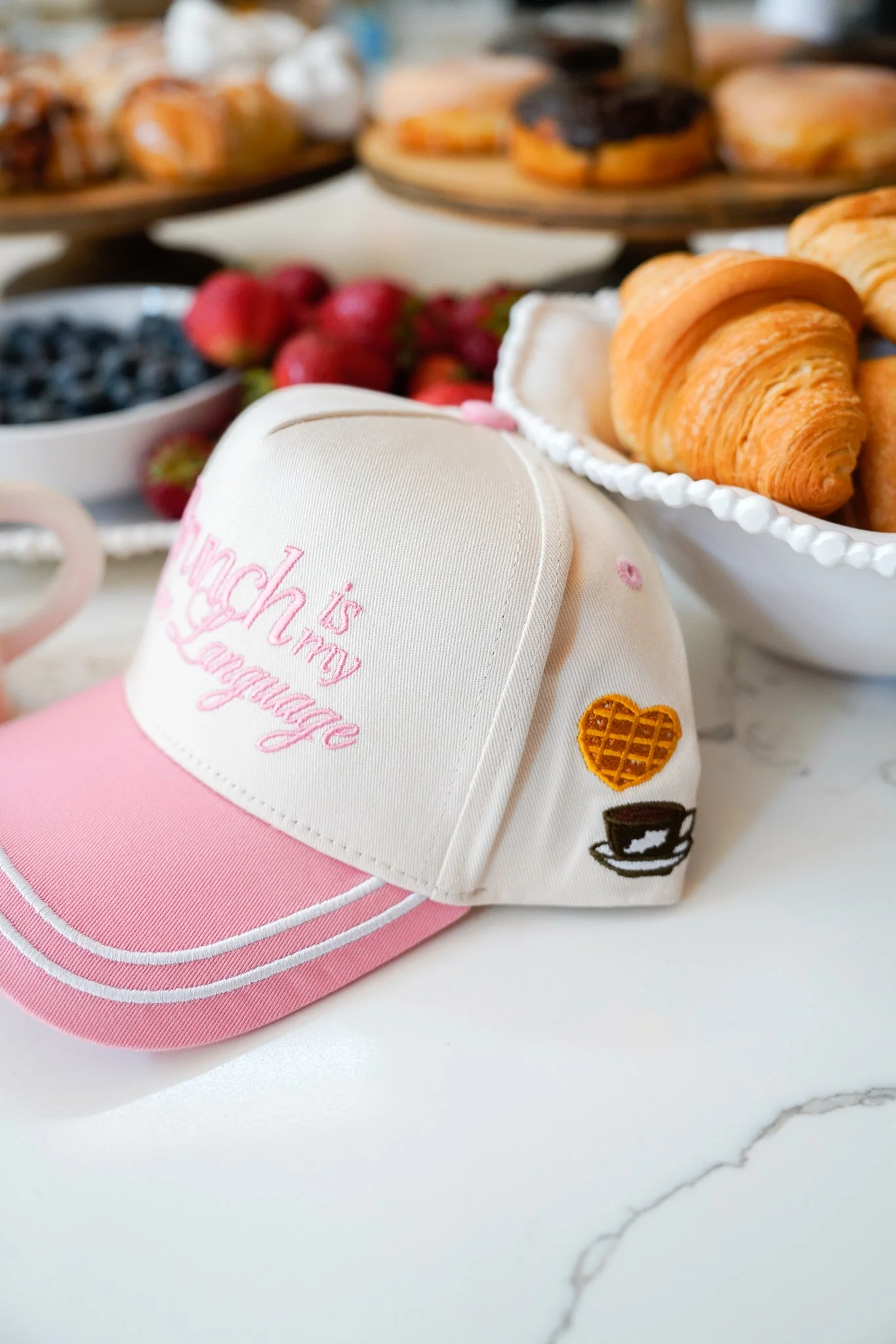 Brunch is my Love Language - Pink Vintage Trucker Hat - Image 2