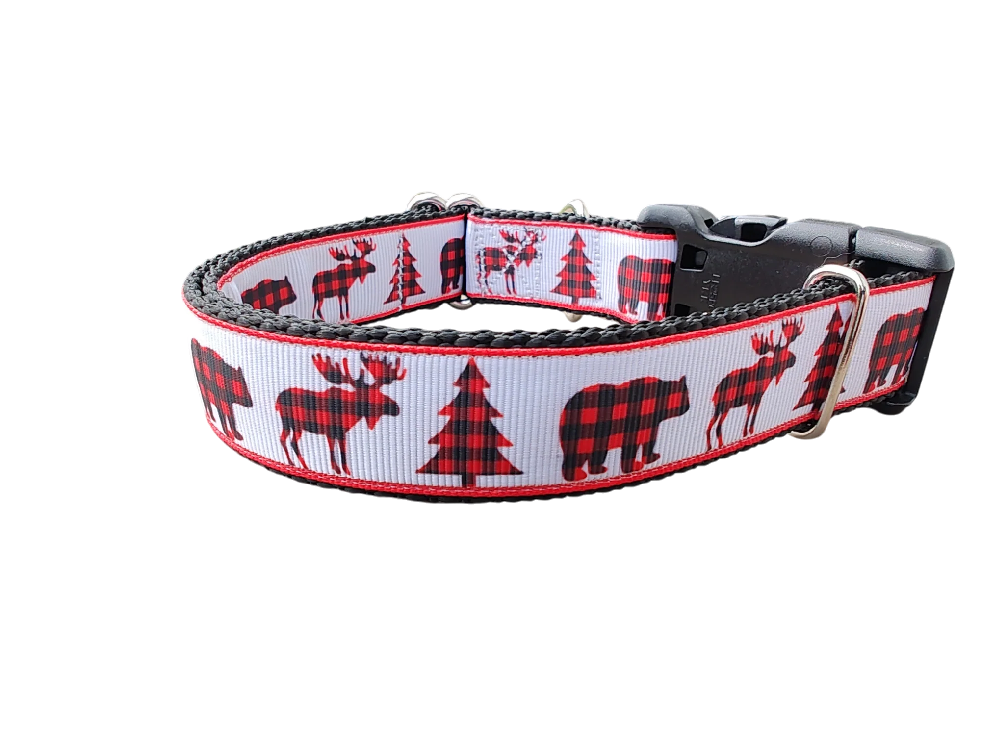 Buffalo Check Forest Nylon Dog Collar - Image 2