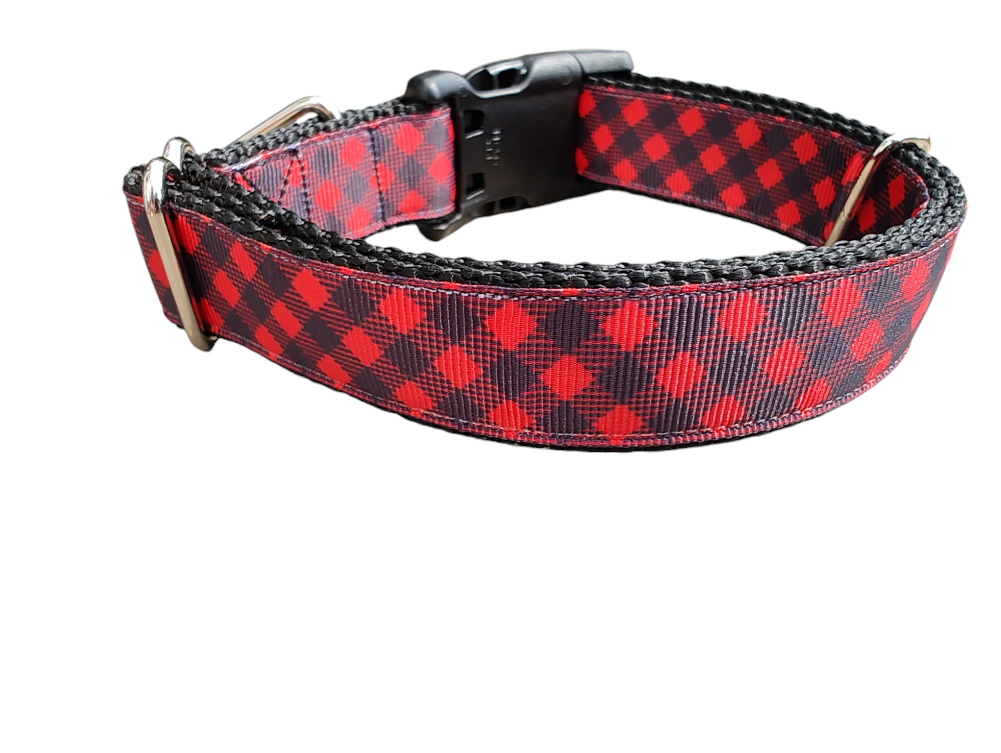 Buffalo Check Plaid Nylon Dog Collar - Image 2