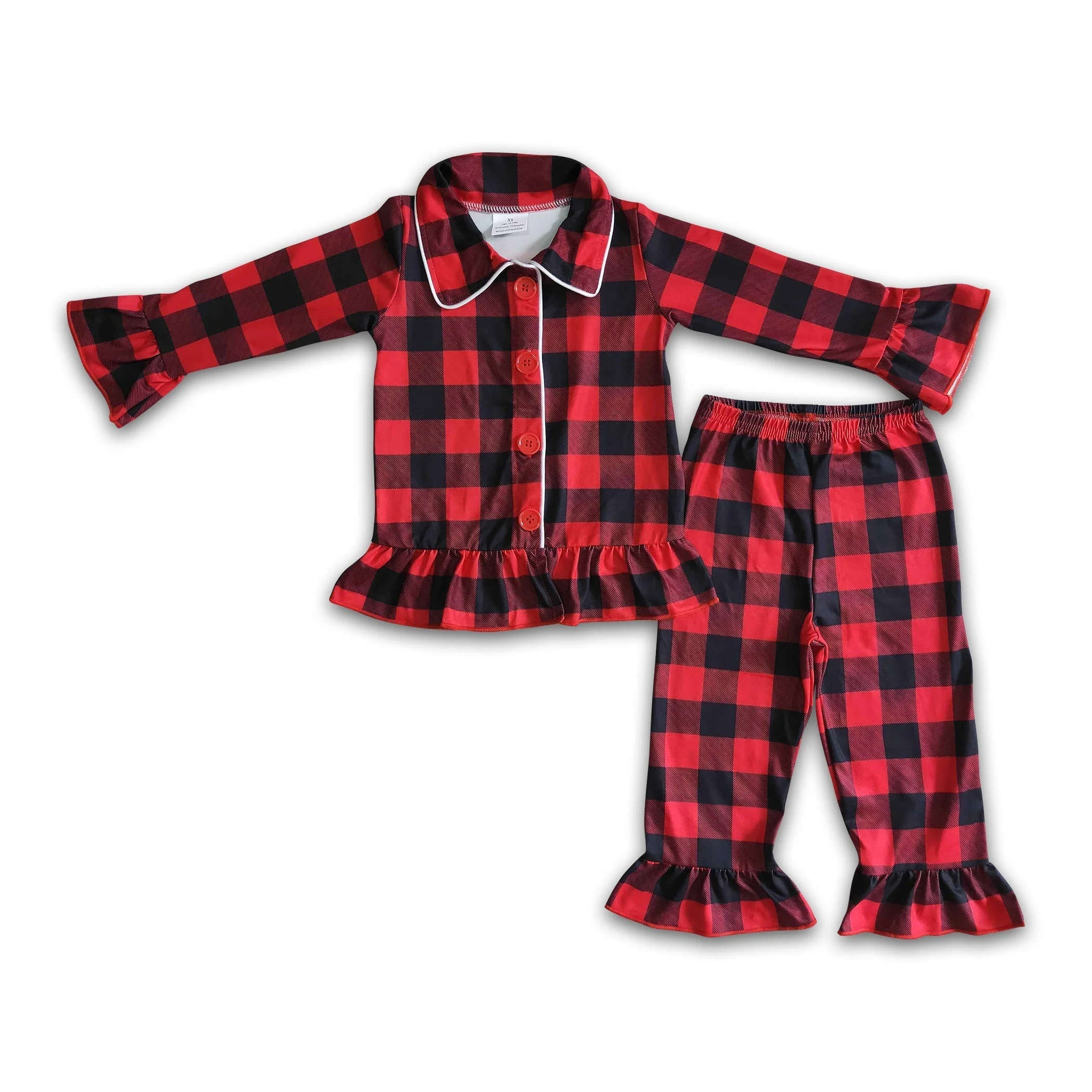 Buffalo plaid girls Christmas pajamas - Image 2