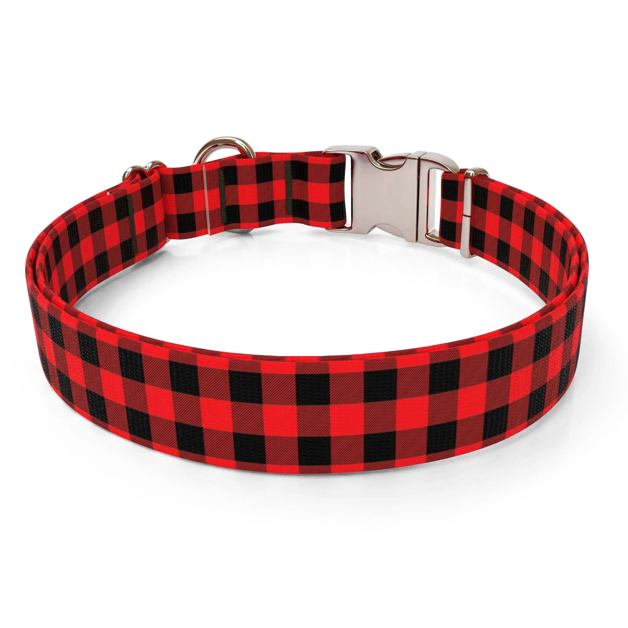 Buffalo Plaid Red Dog Collar - Image 2