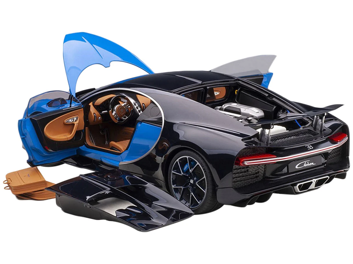 Bugatti Chiron French Racing Blue and Atlantic Blue 1/12 Model Car by Autoart - Image 4